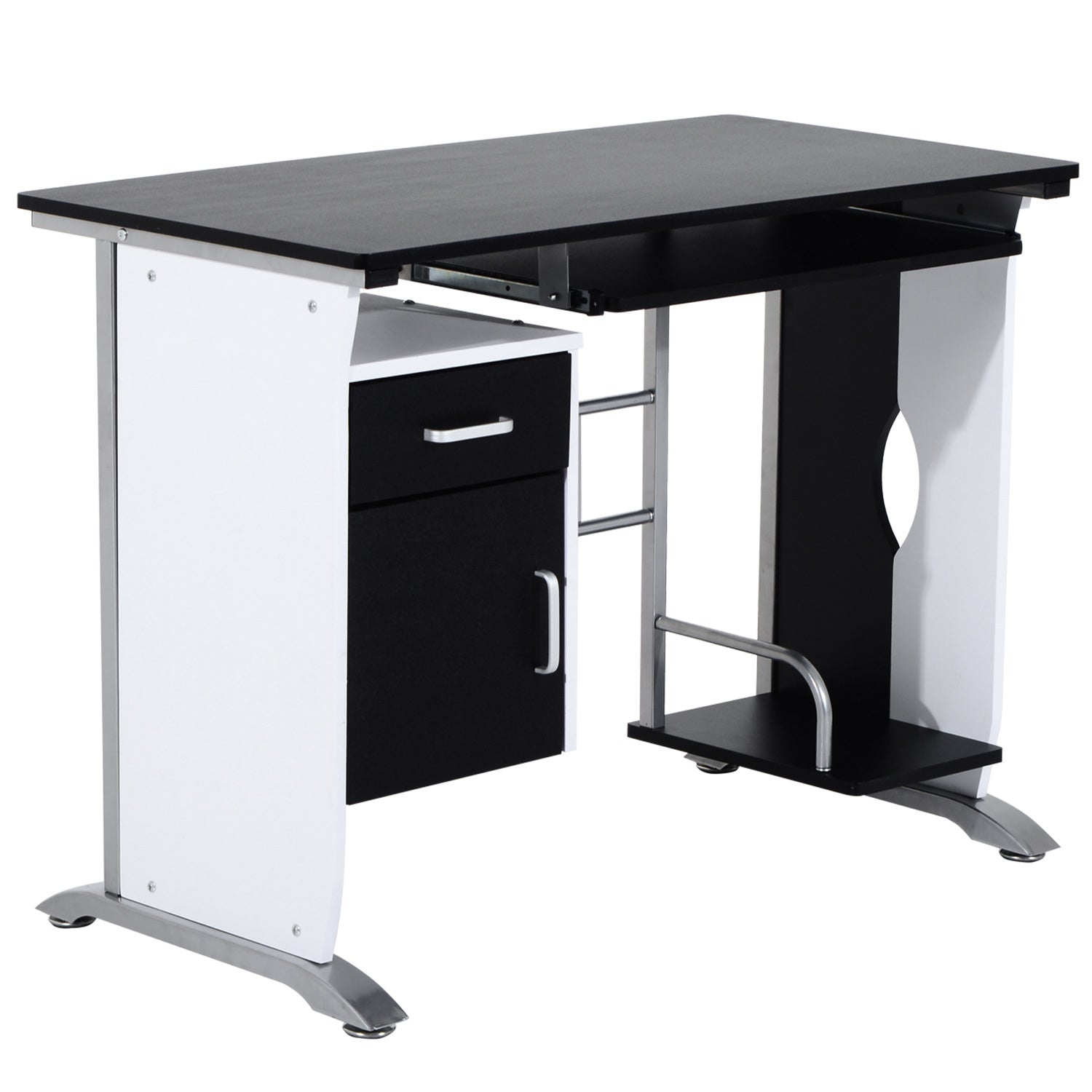 Computer Desk with Sliding Keyboard Tray, Storage Drawers & Host Box Shelf - Black