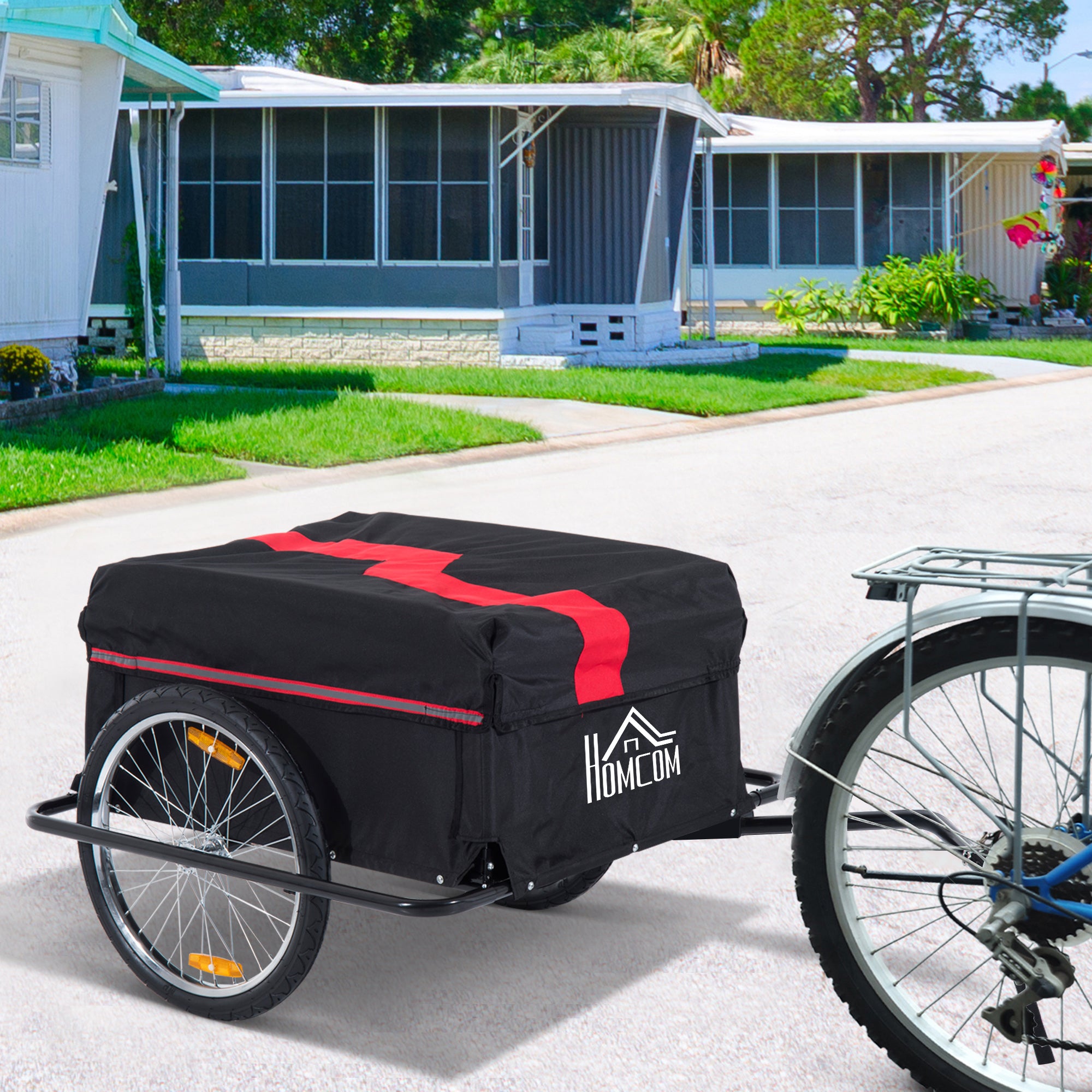 Bike Cargo Trailer with Removable Cover - Red/Black