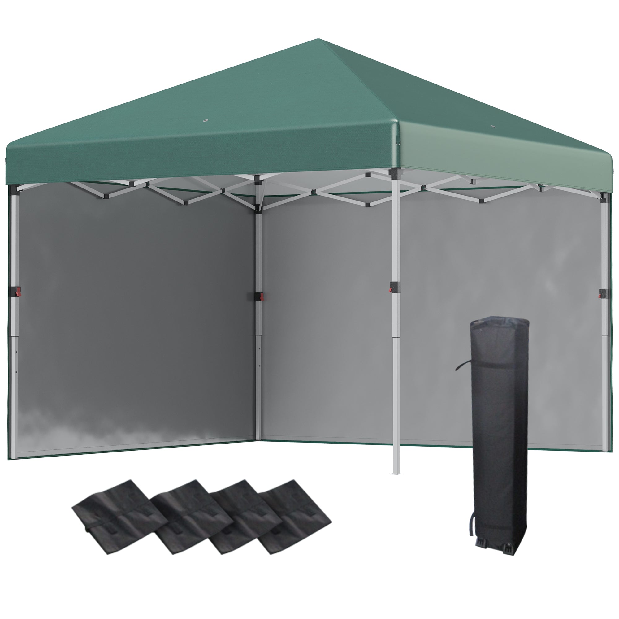 3 x 3 Metre Pop Up Gazebo Set with Sidewalls and Carry Bag - Green