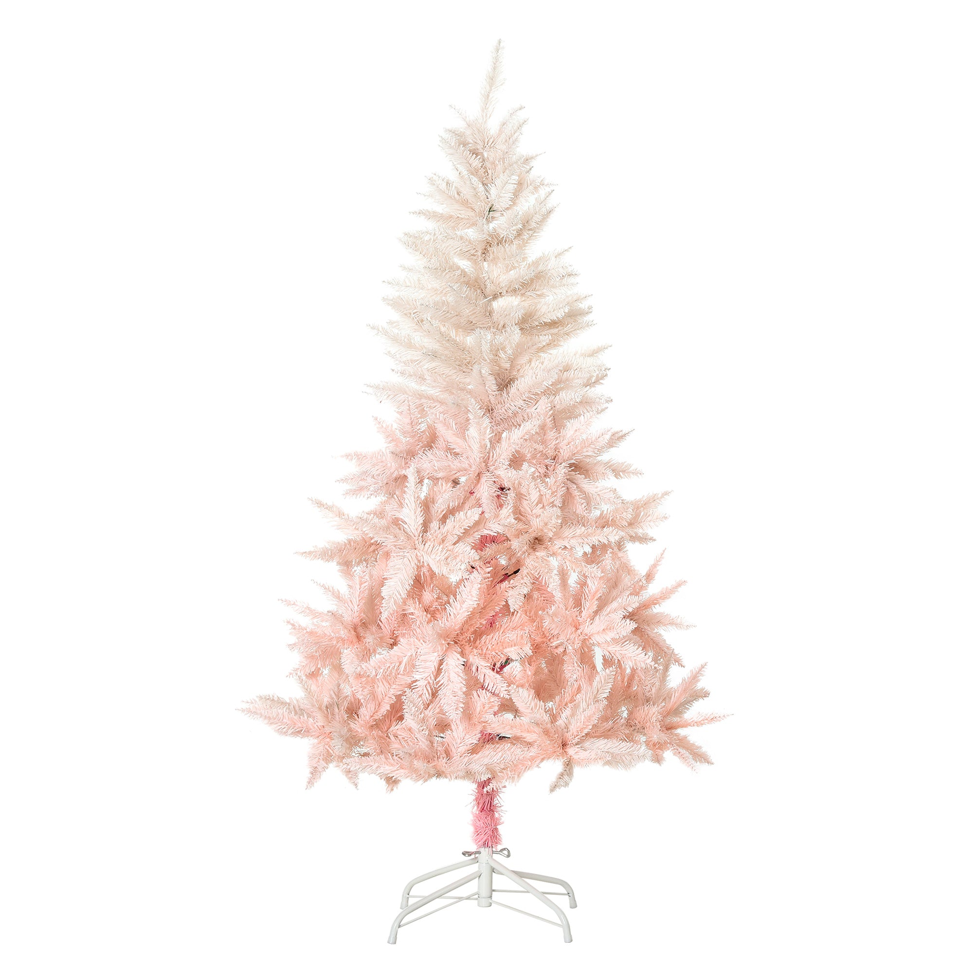5ft Artificial Christmas Tree with Metal Stand, Automatic Open - White and Pink
