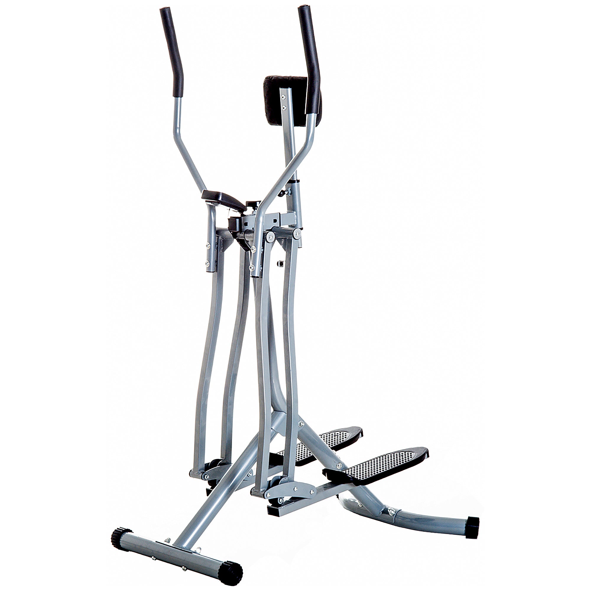 Cross Trainer Elliptical Air Walker with LCD Monitor - Silver and Black