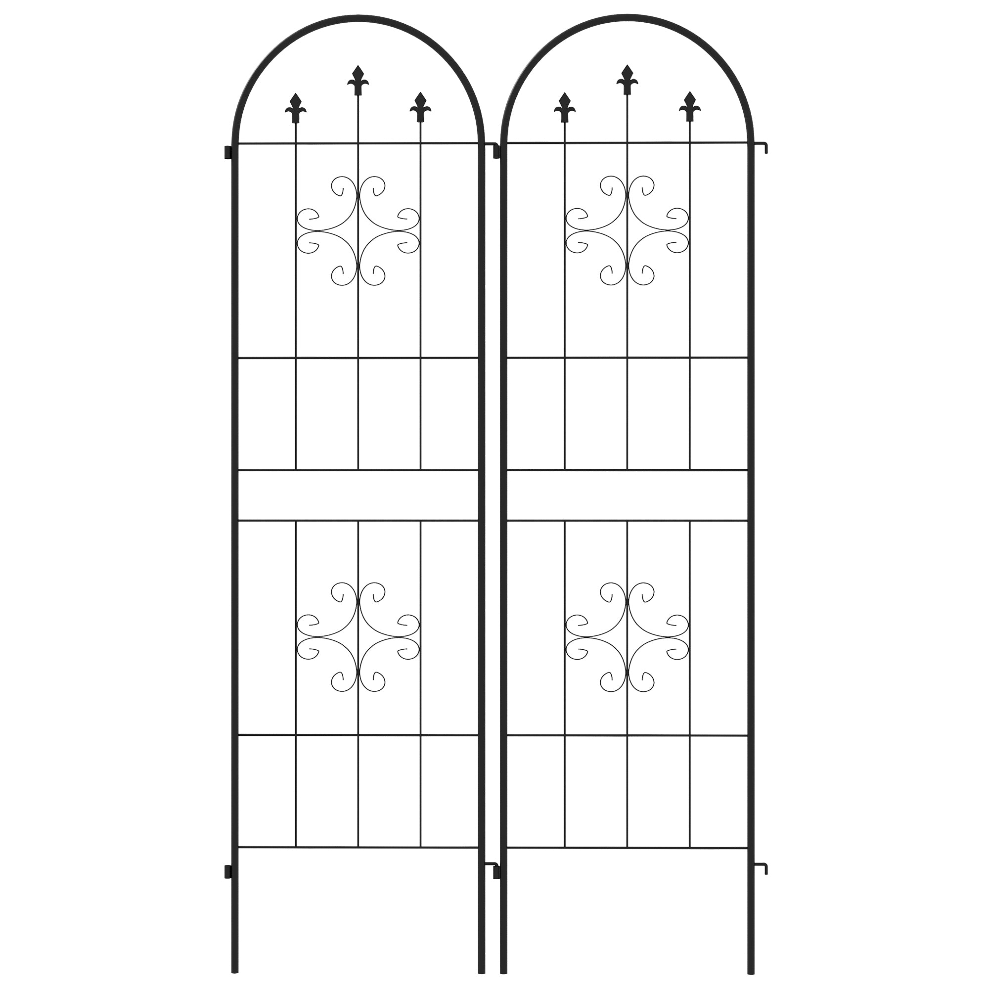Metal Garden Trellis Set of 2 with Arrow Design 180x50cm for Climbing Plants - Black