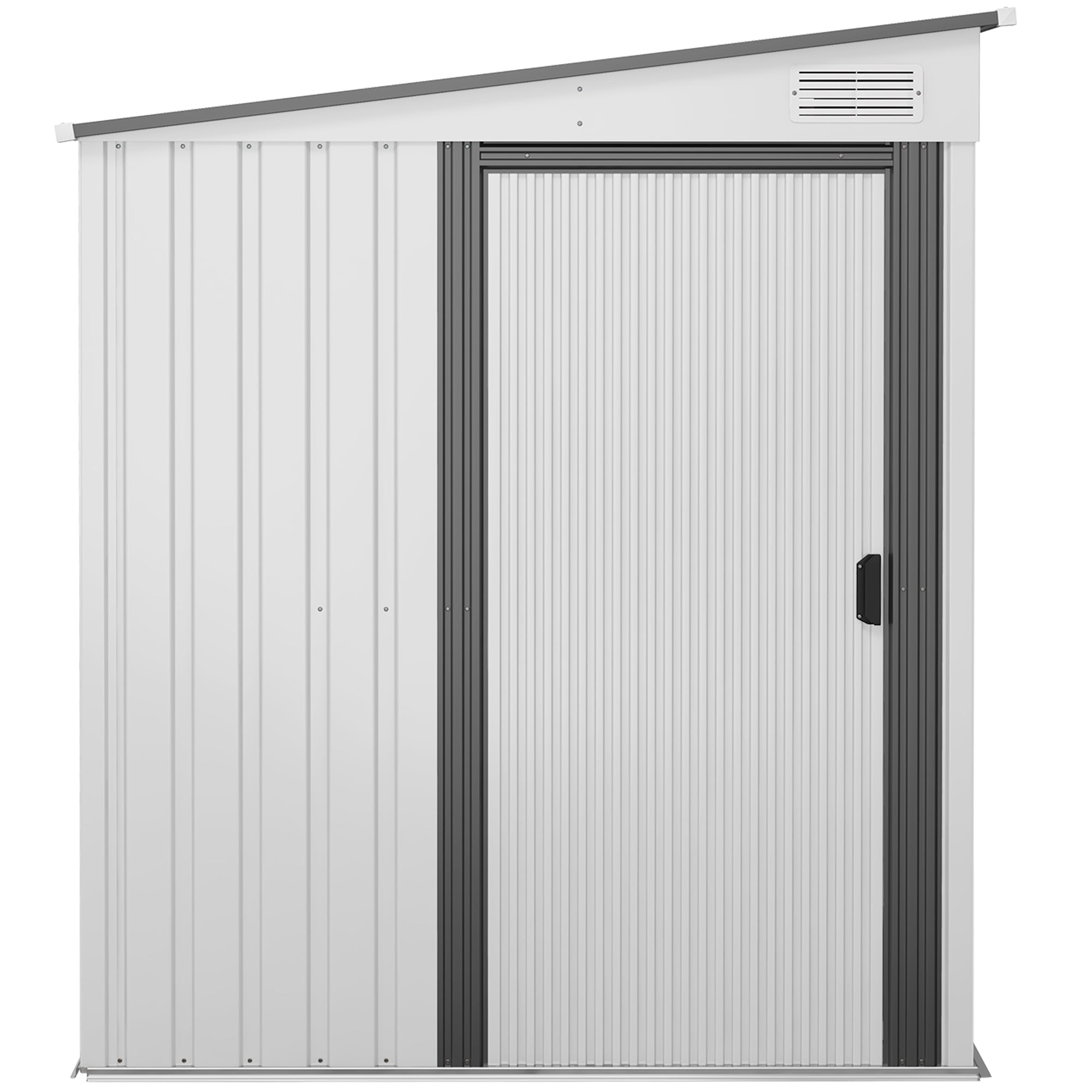 5 x 7ft Galvanised Metal Lean To Garden Shed with Sliding Doors - White