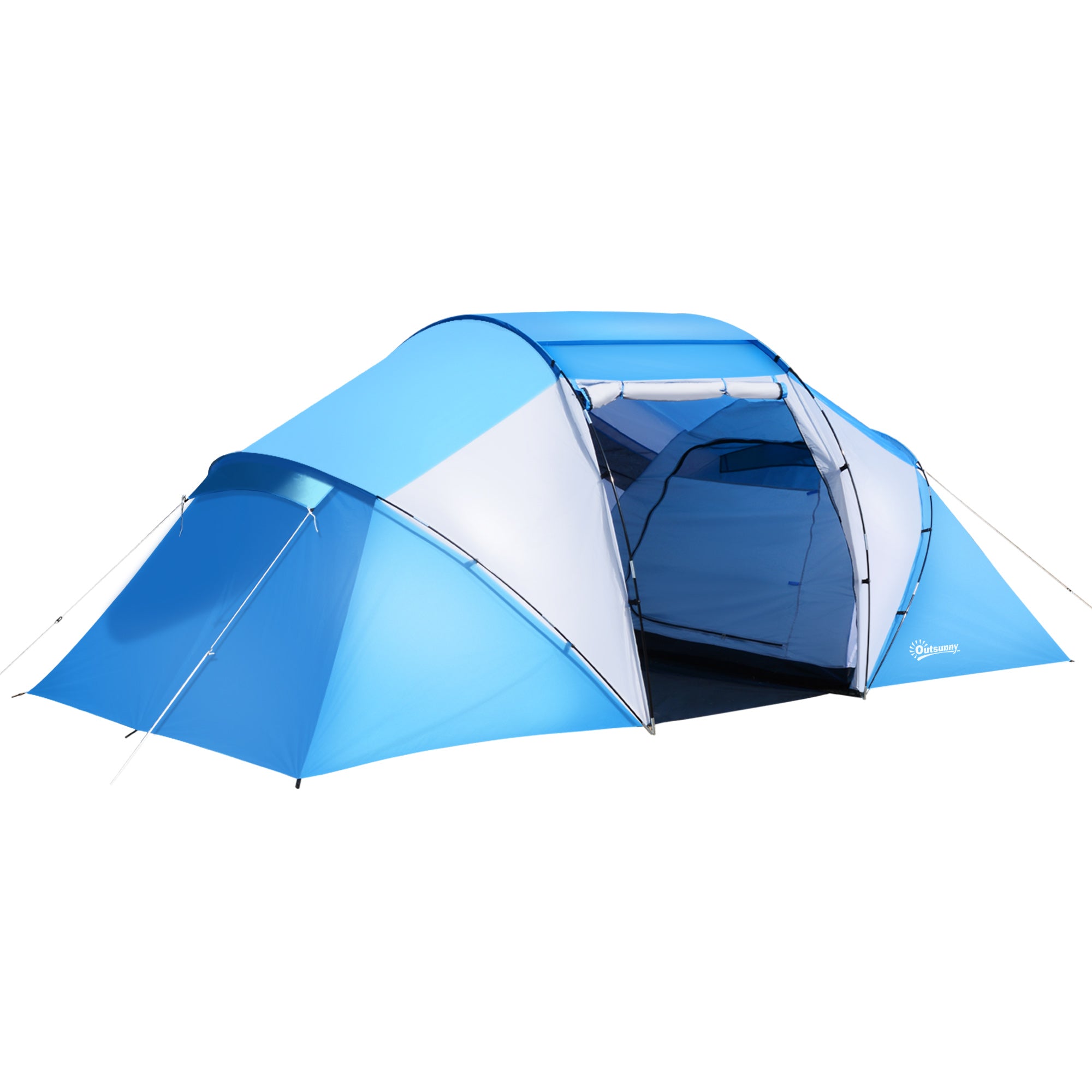 4-6 Person Waterproof Camping Tent with UV Protection - Blue and White