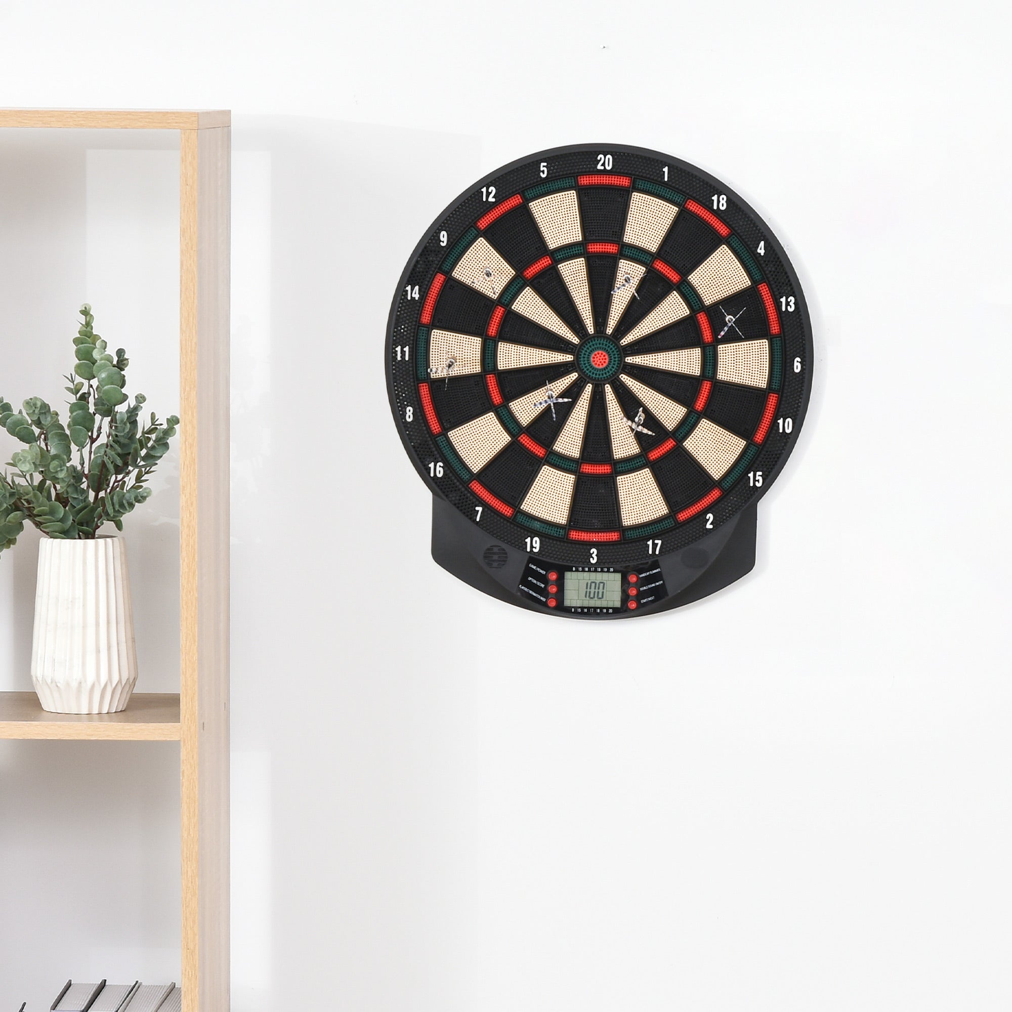 Electronic Plastic Dartboard with 6 Darts 9.5g - Black