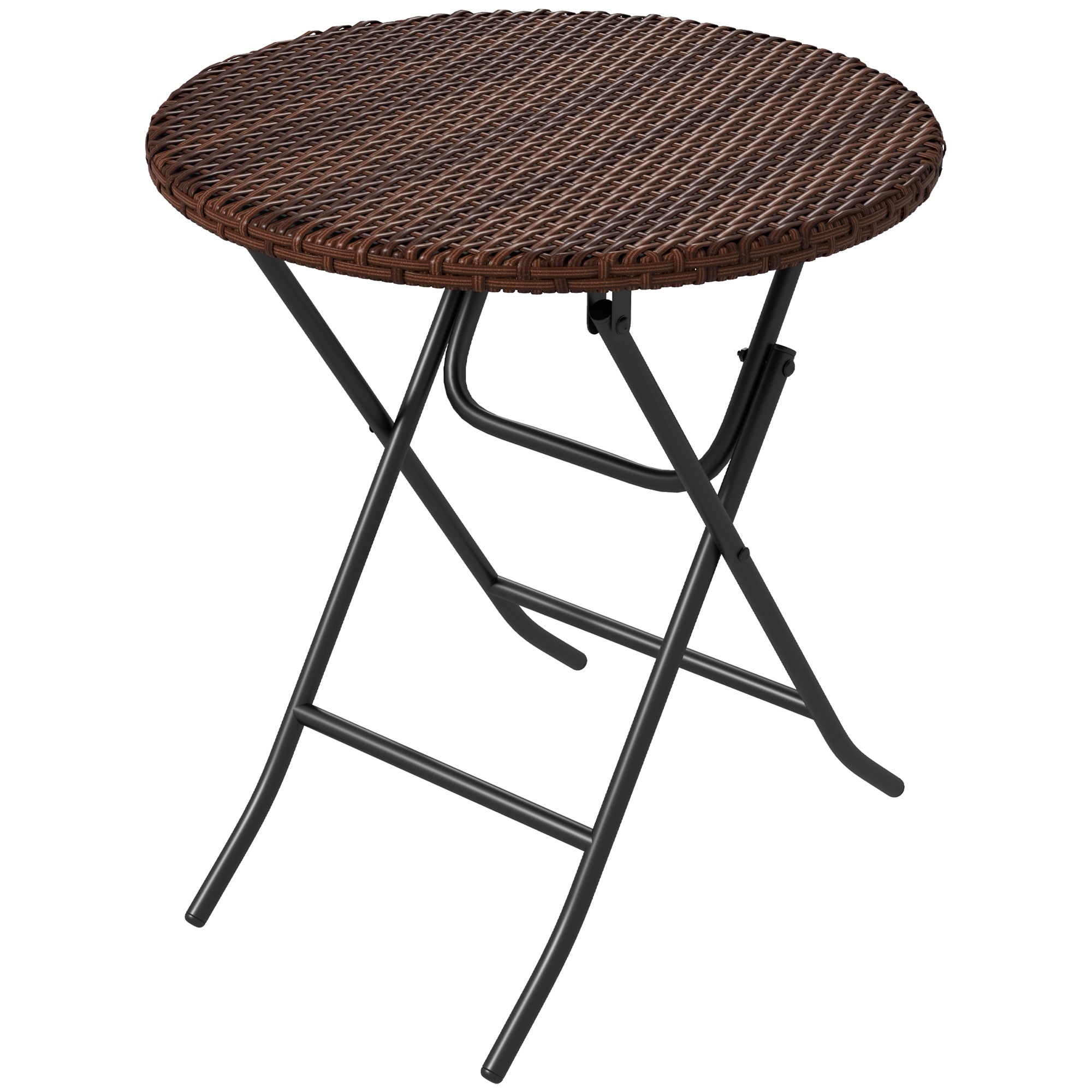 Foldable Outdoor Coffee Table Set of 1 - PE Rattan Mixed Brown