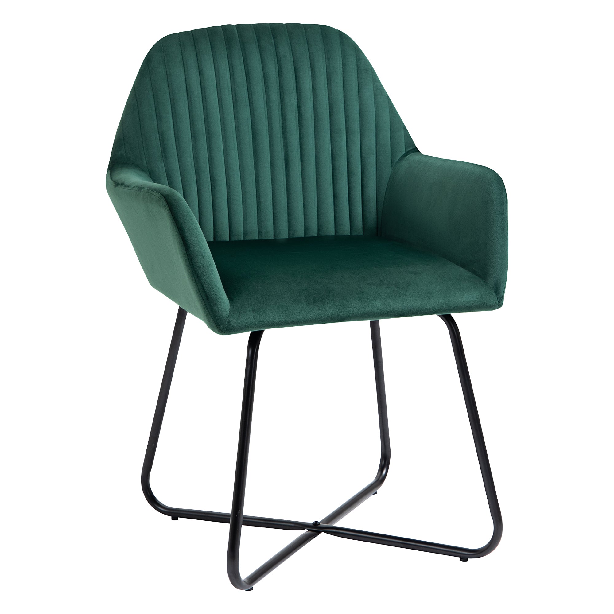 Modern Upholstered Accent Chair with Metal Base for Comfortable Living Room - Green