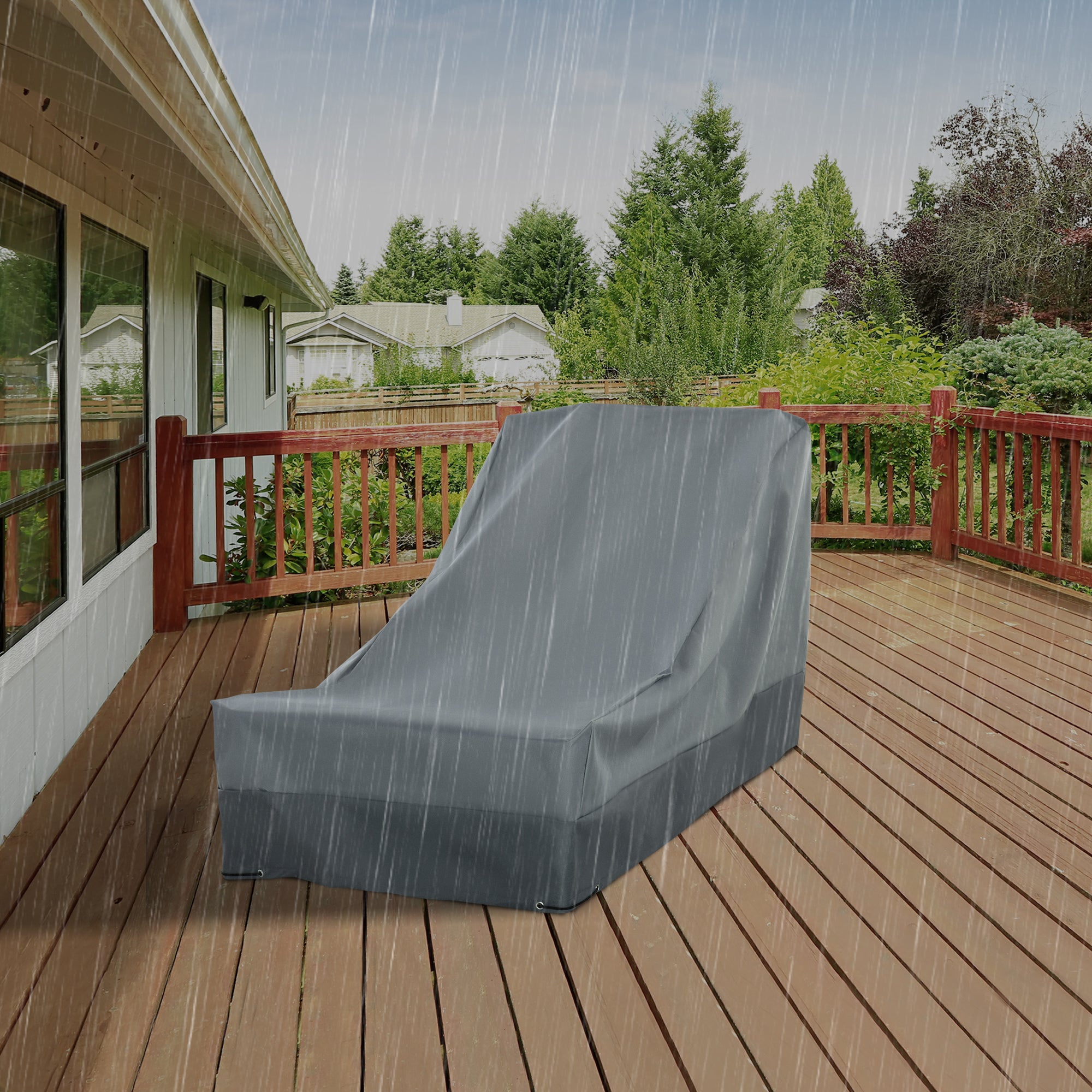 Rectangular Patio Chair Furniture Cover 600D Oxford Water UV Resistant - Grey