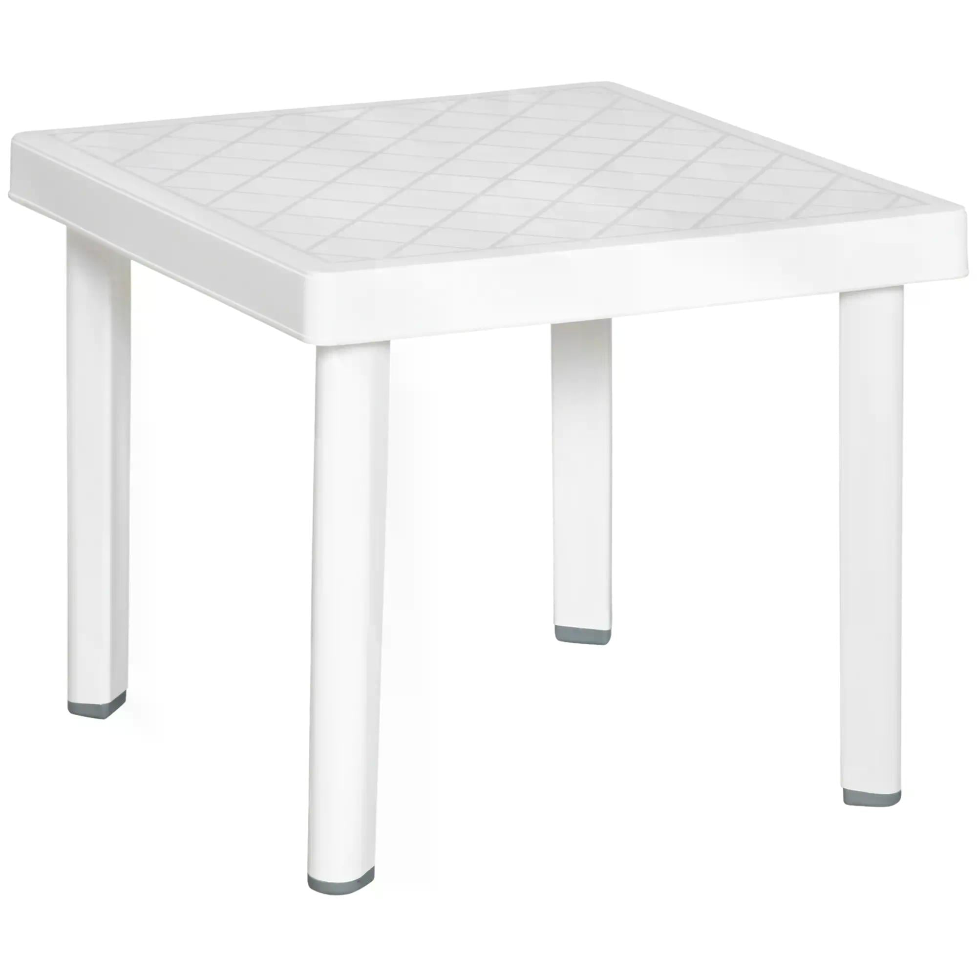 Outdoor Garden Side Table with Square Pattern 46.5cm - White