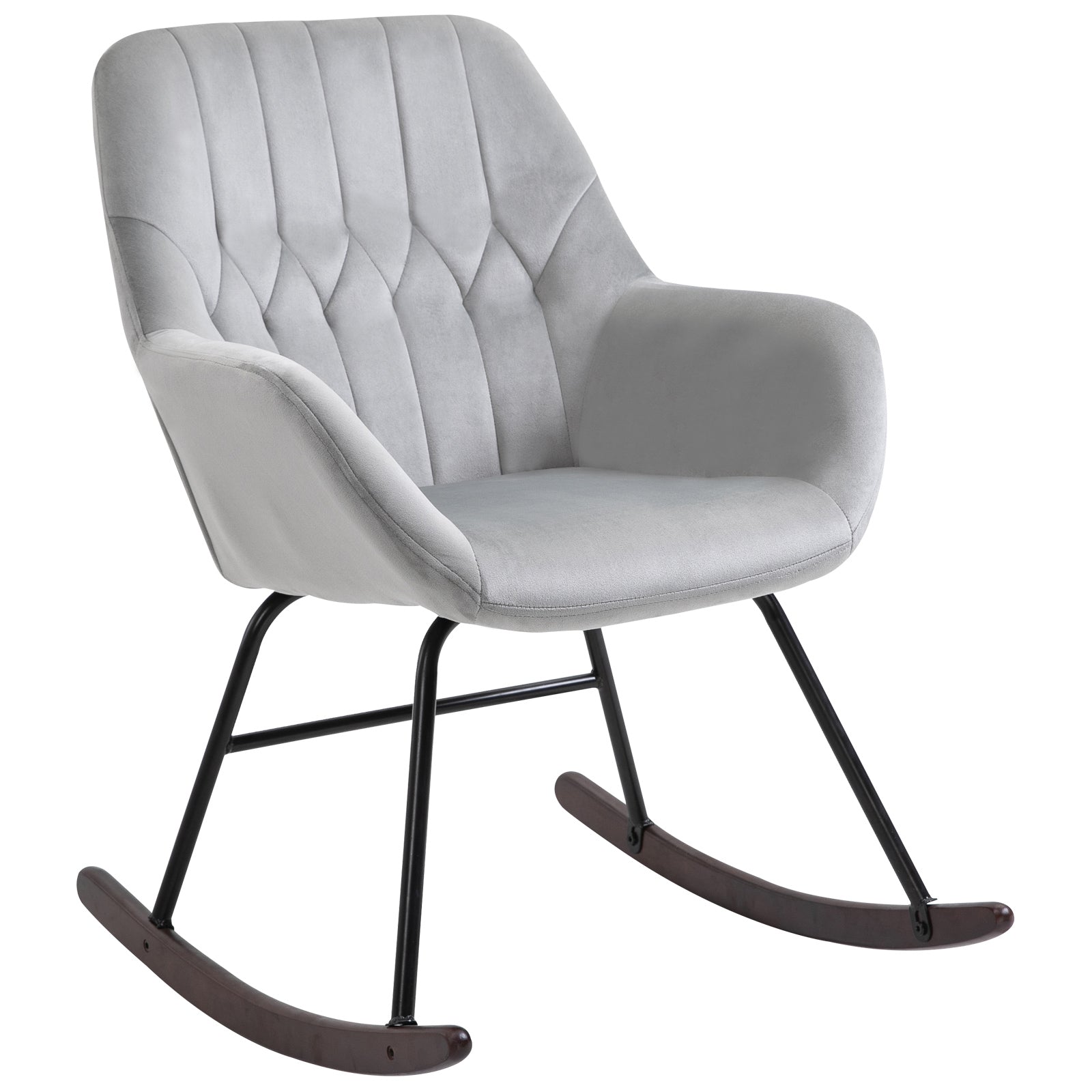 Stylish Rocking Chair with Comfortable Padding for Living Room - Grey and Black