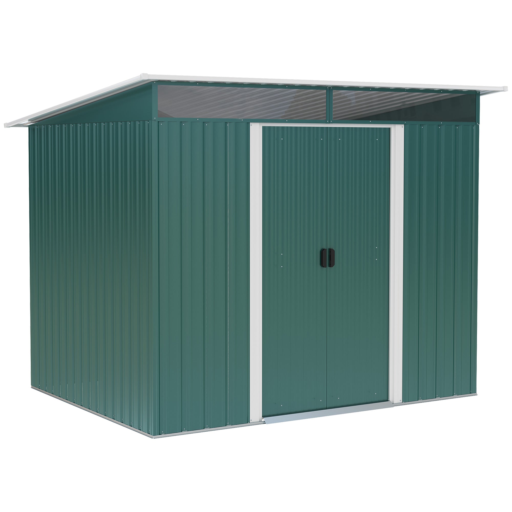 Pent Roofed Metal Garden Shed with Ventilation - 260L x 194W x 200H cm