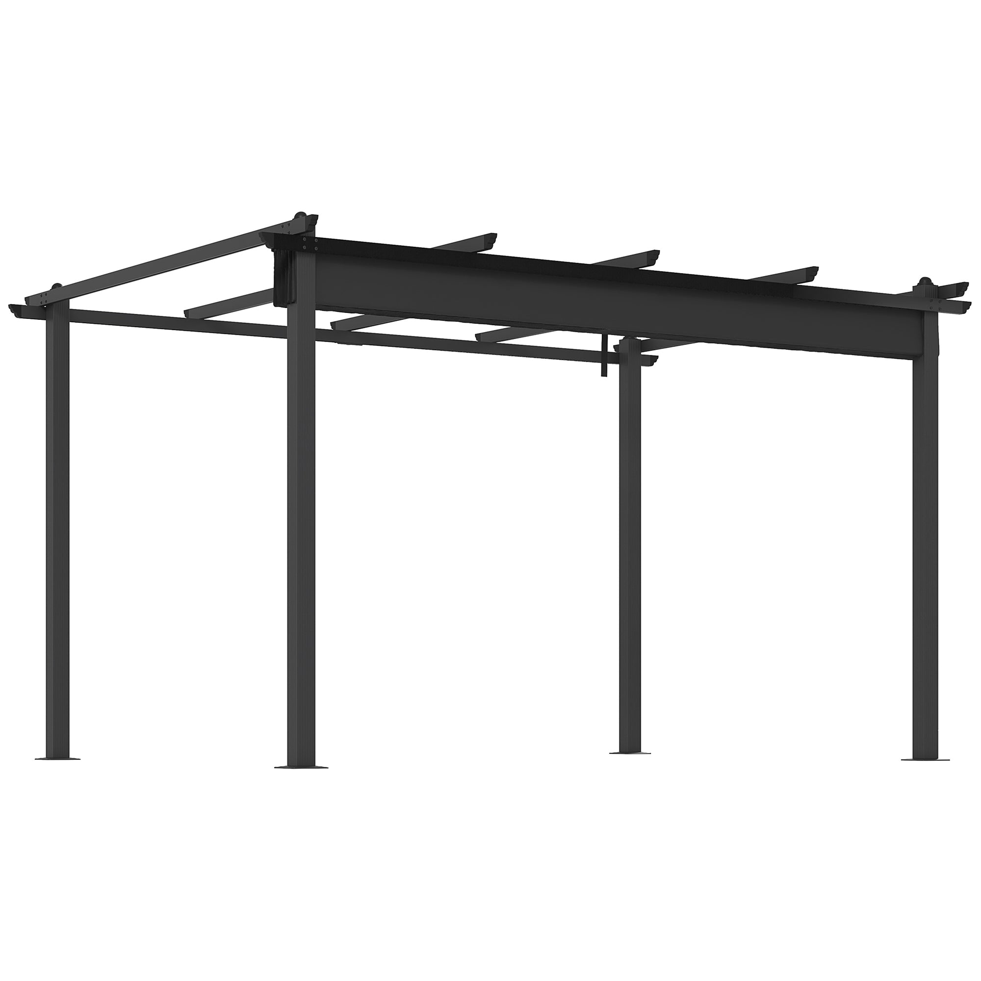 3 x 4m Aluminium Pergola with Retractable Roof and Rust Resistant Frame - Dark Grey