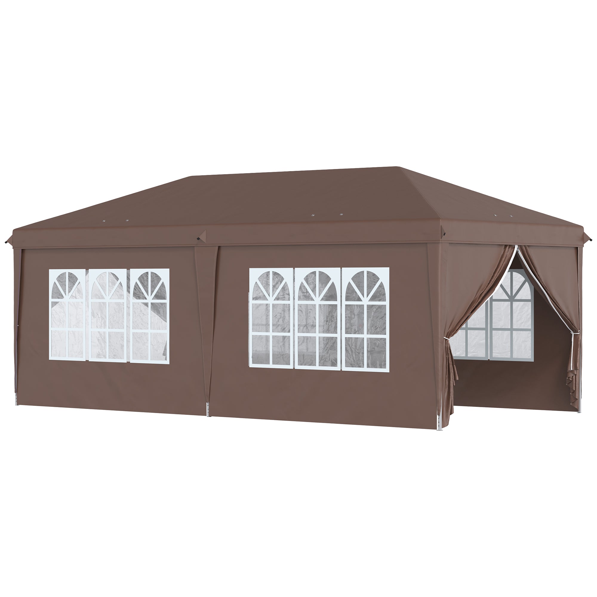 3 x 6 Metre Pop Up Gazebo Set with Removable Sides - Brown
