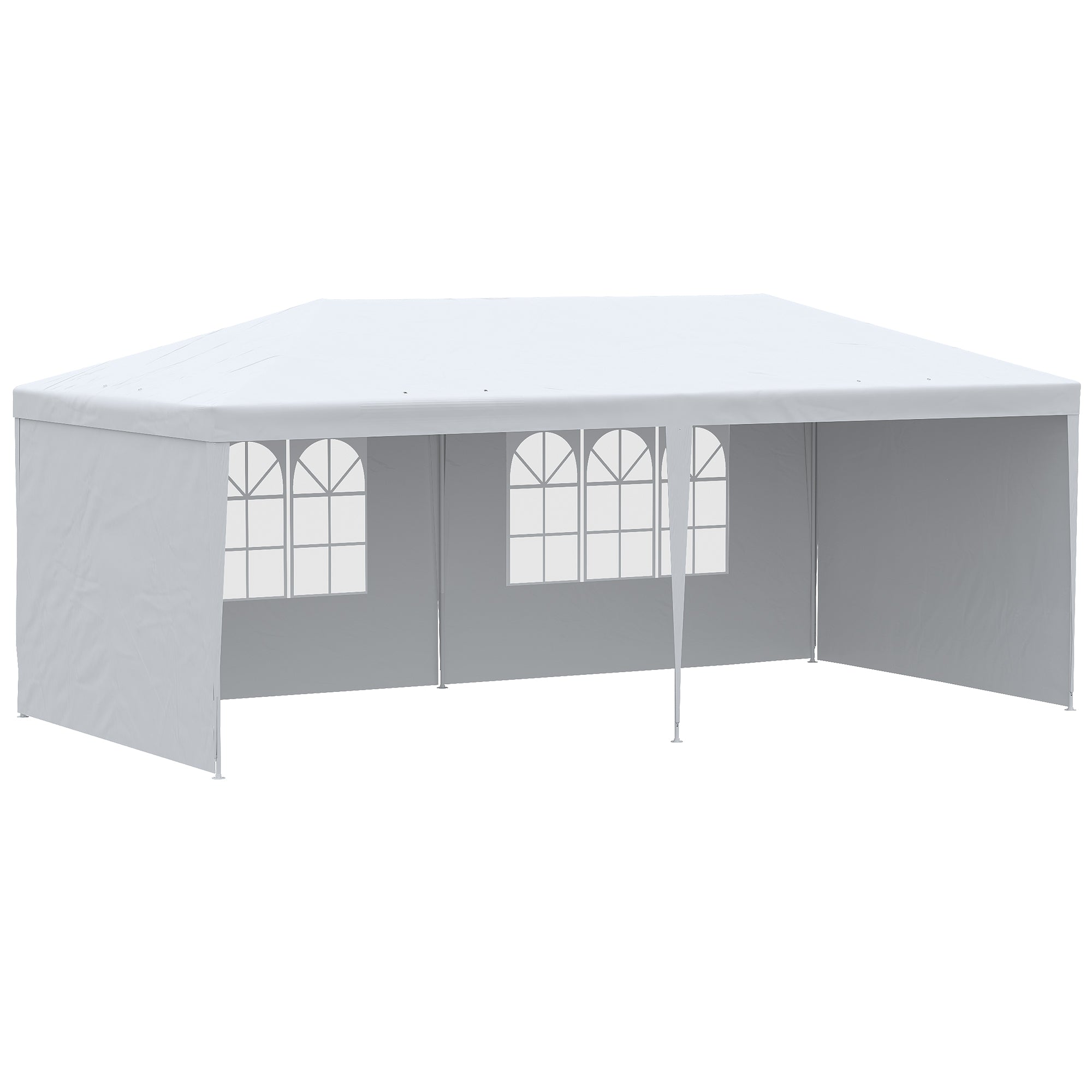 6 x 3 m Party Tent Gazebo Marquee with Windows and Side Panels - White