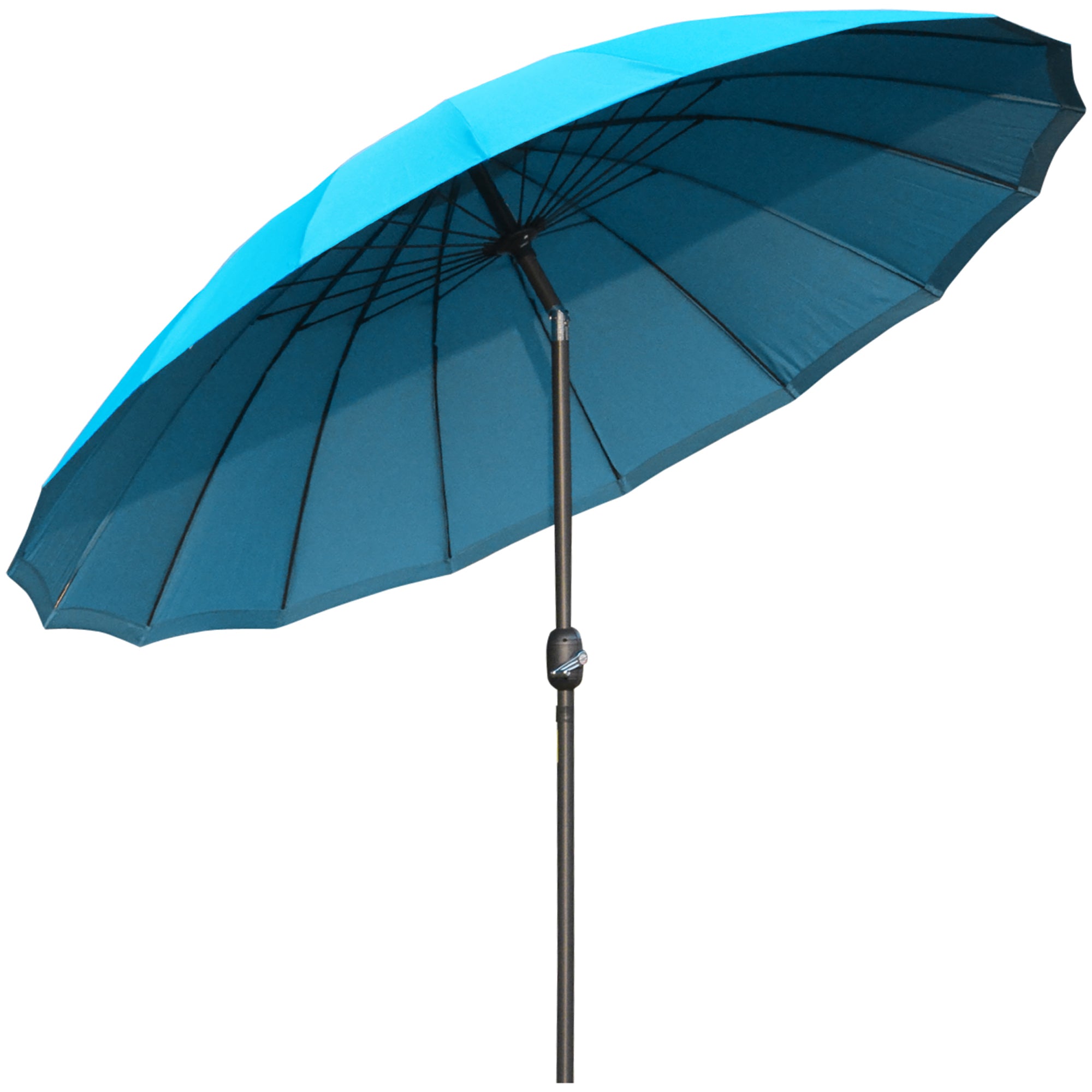 Garden Parasol with Push Button Tilt and Fibreglass Ribs - Blue