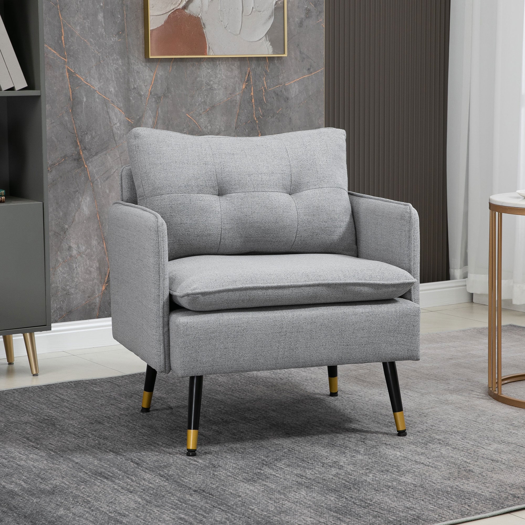 Modern Upholstered Accent Chair with Button Tufting - Grey