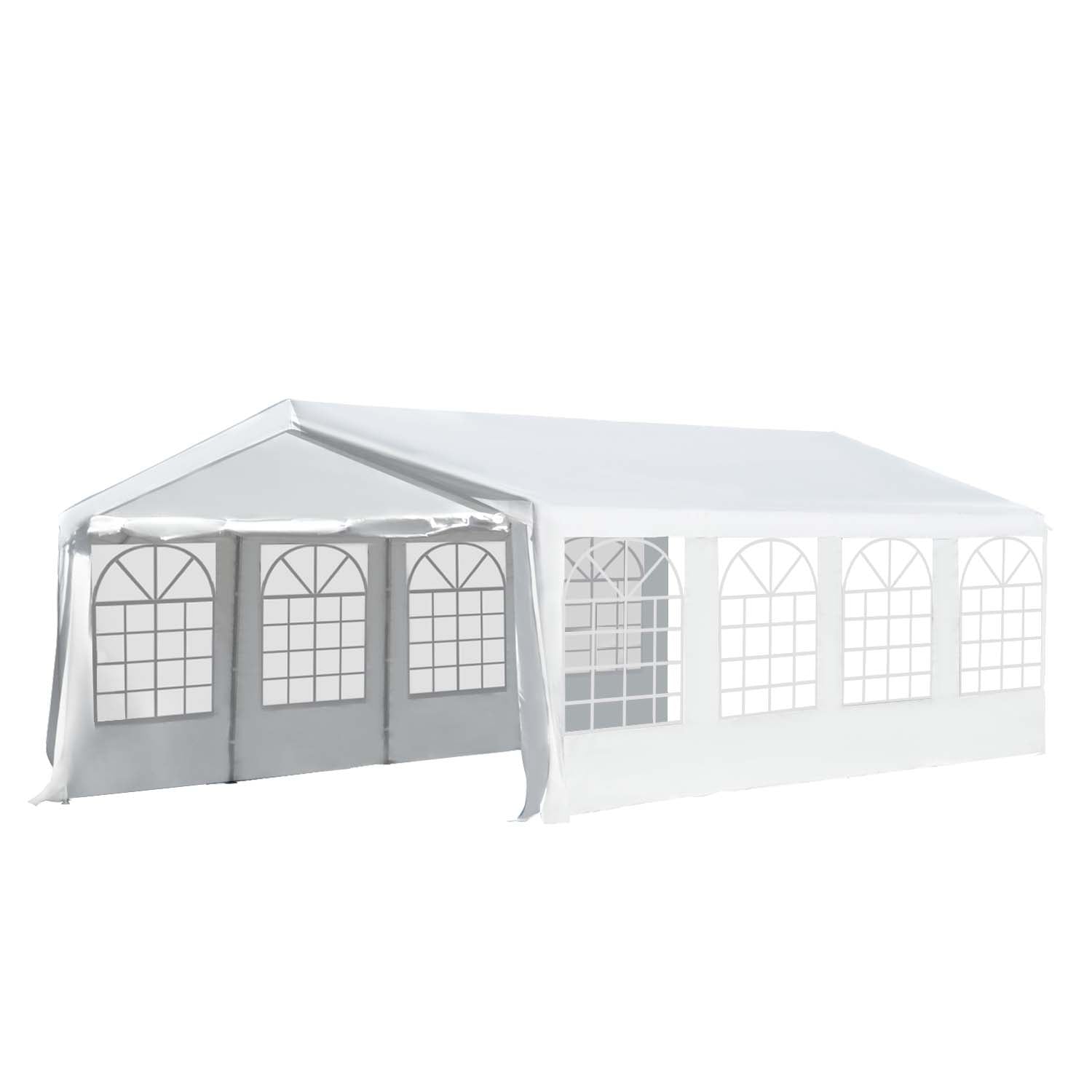 8m x 4m Garden Gazebo Tent with Steel Frame and Removable Walls - White