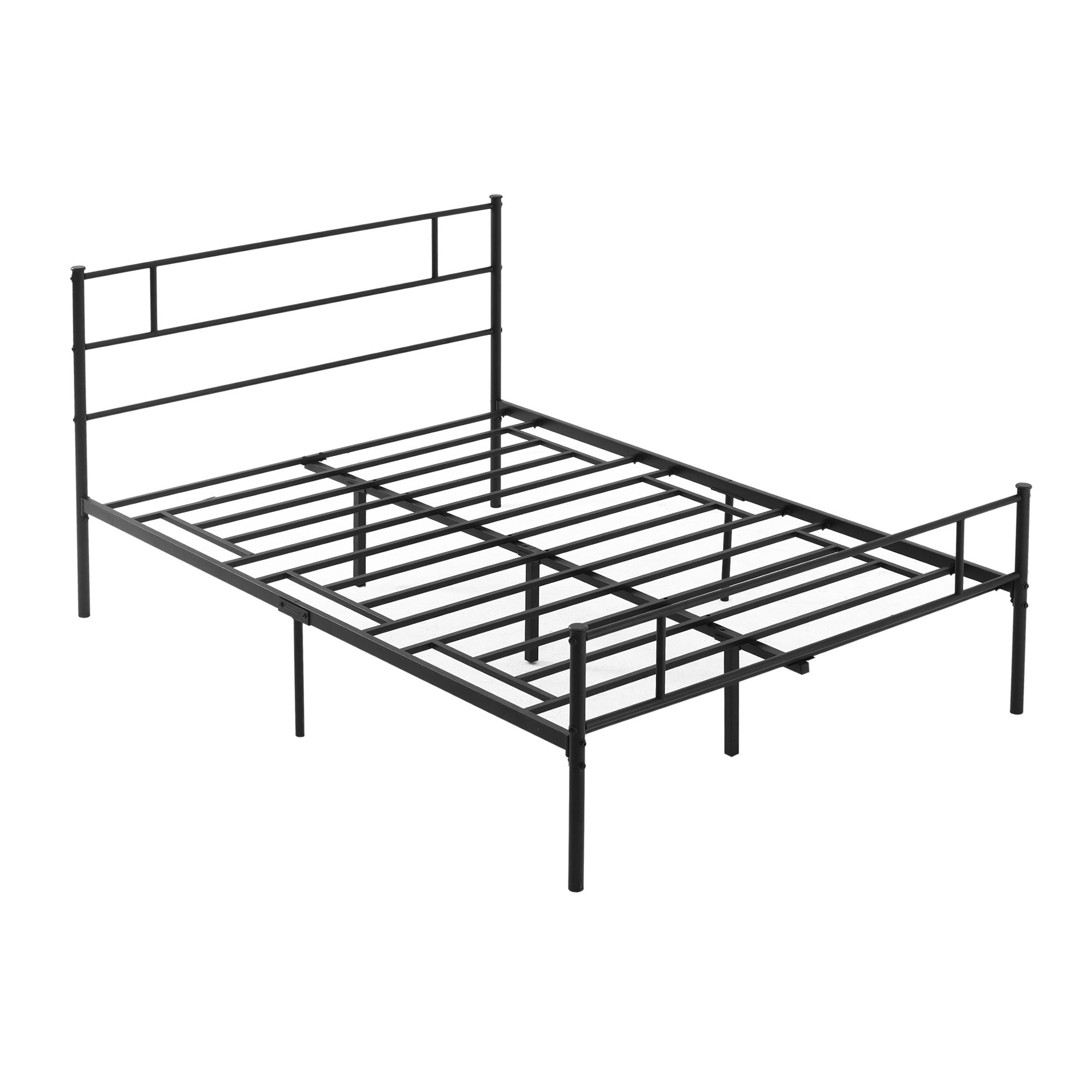 Double Metal Bed Frame with Steel Structure for Extra Support - Black