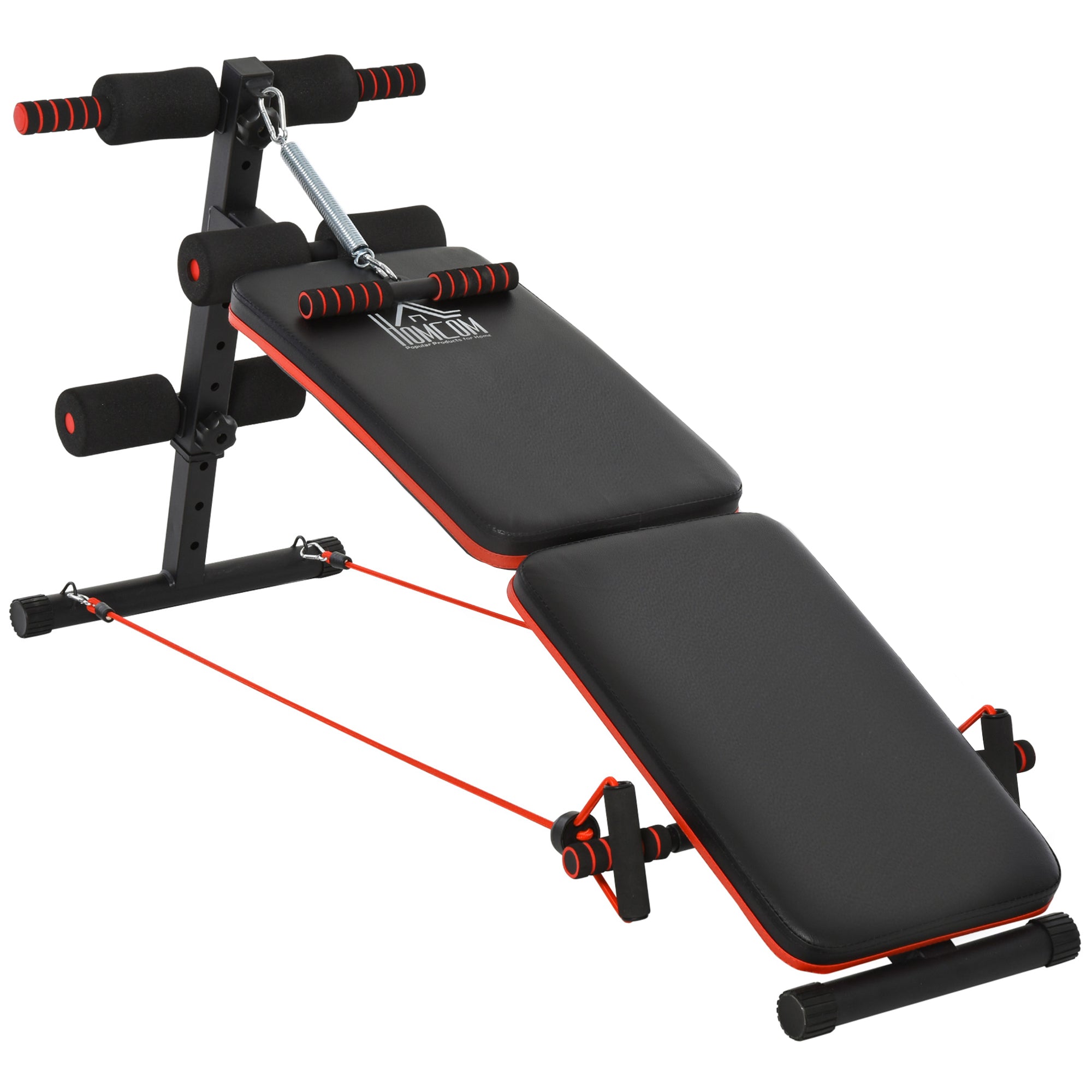 Steel Foldable Core Workout Bench for Home - Red/Black
