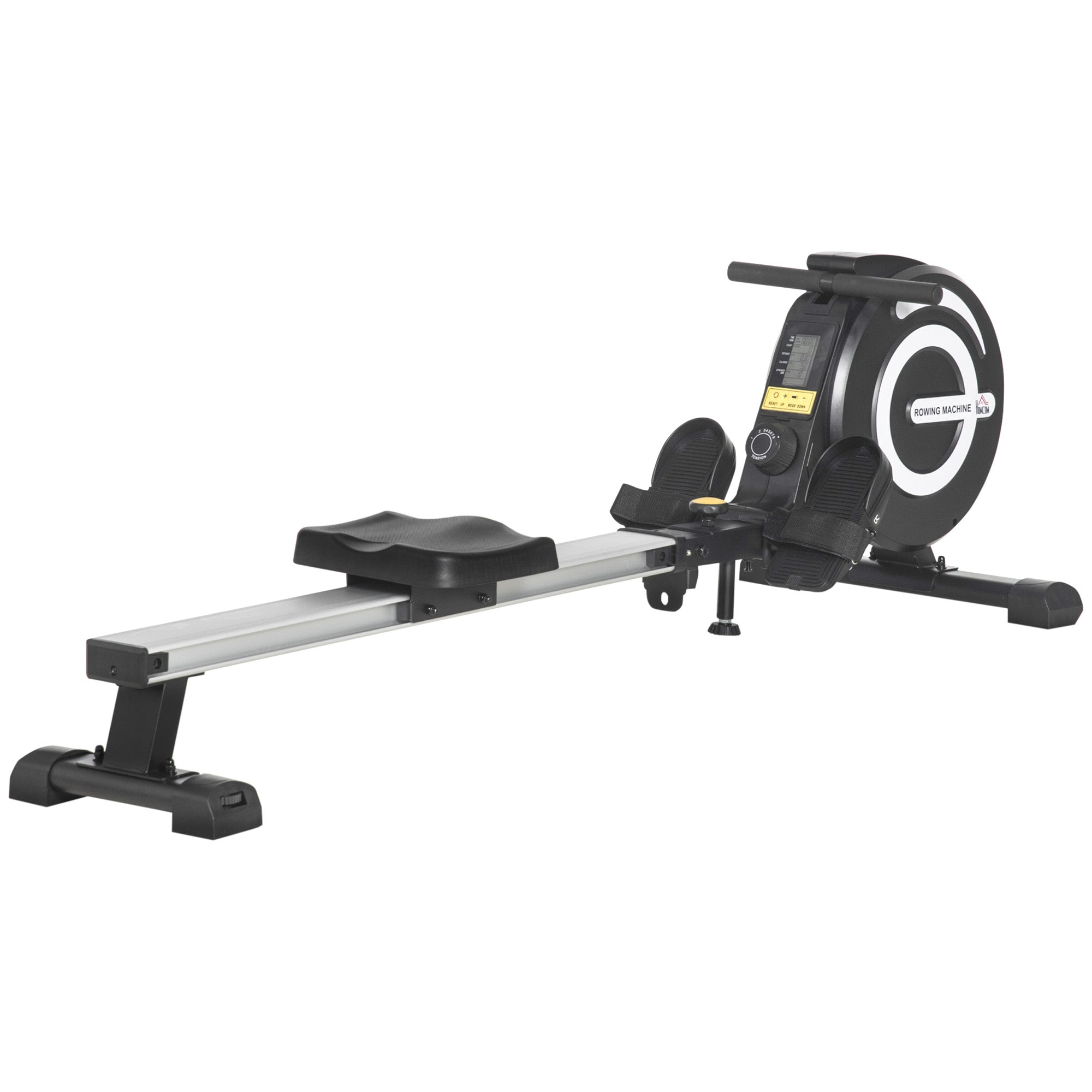 Adjustable Magnetic Rowing Machine with LCD Monitor and Aluminium Frame - Black