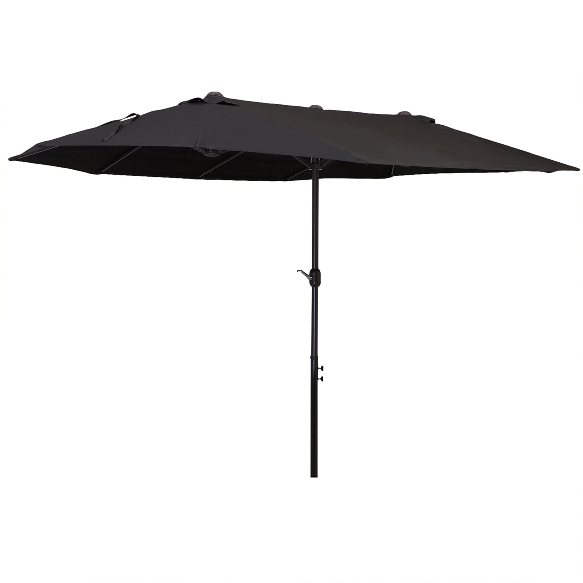 4.6m Double-Sided Patio Parasol Sun Umbrella with Crank Lift - Black