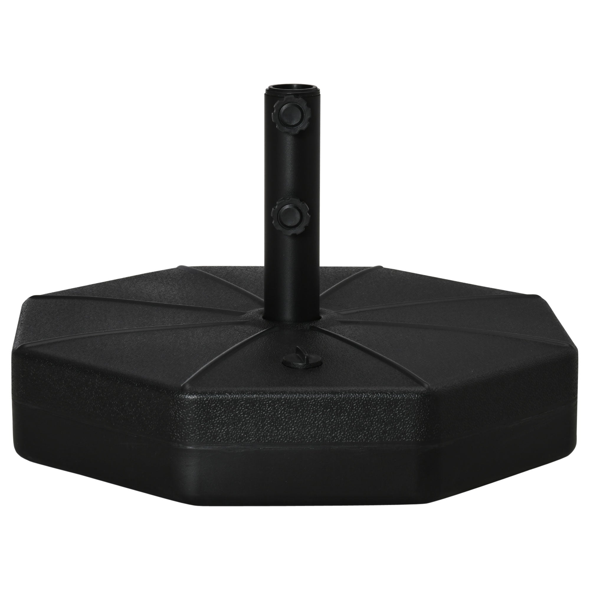 Octagonal Garden Parasol Base Stand with Water or Sand Fill, Fits 38-48mm Poles - Black