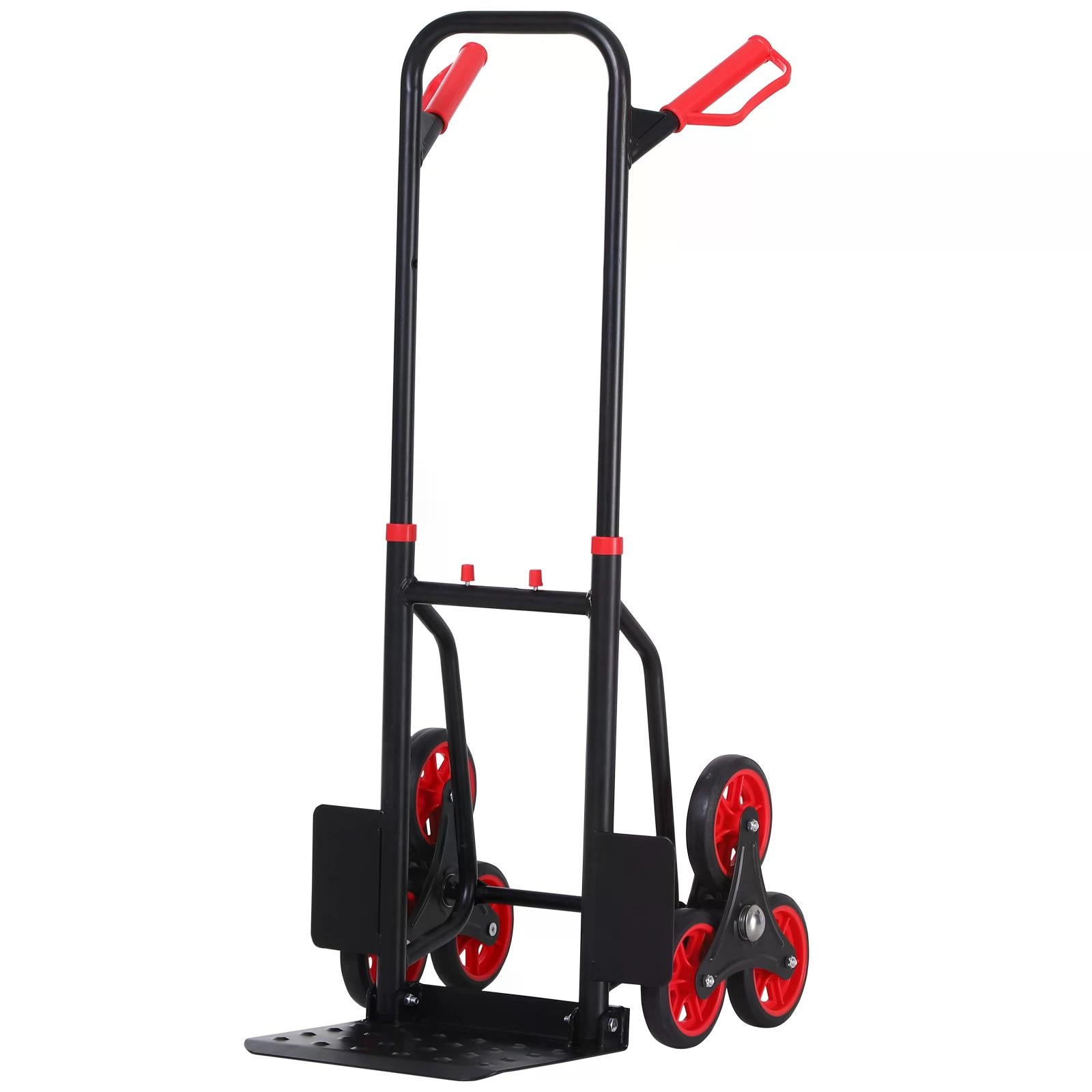 Steel Climbing Handling Trolley w/Hand Trucks 6-Wheels Load Cart 150kg