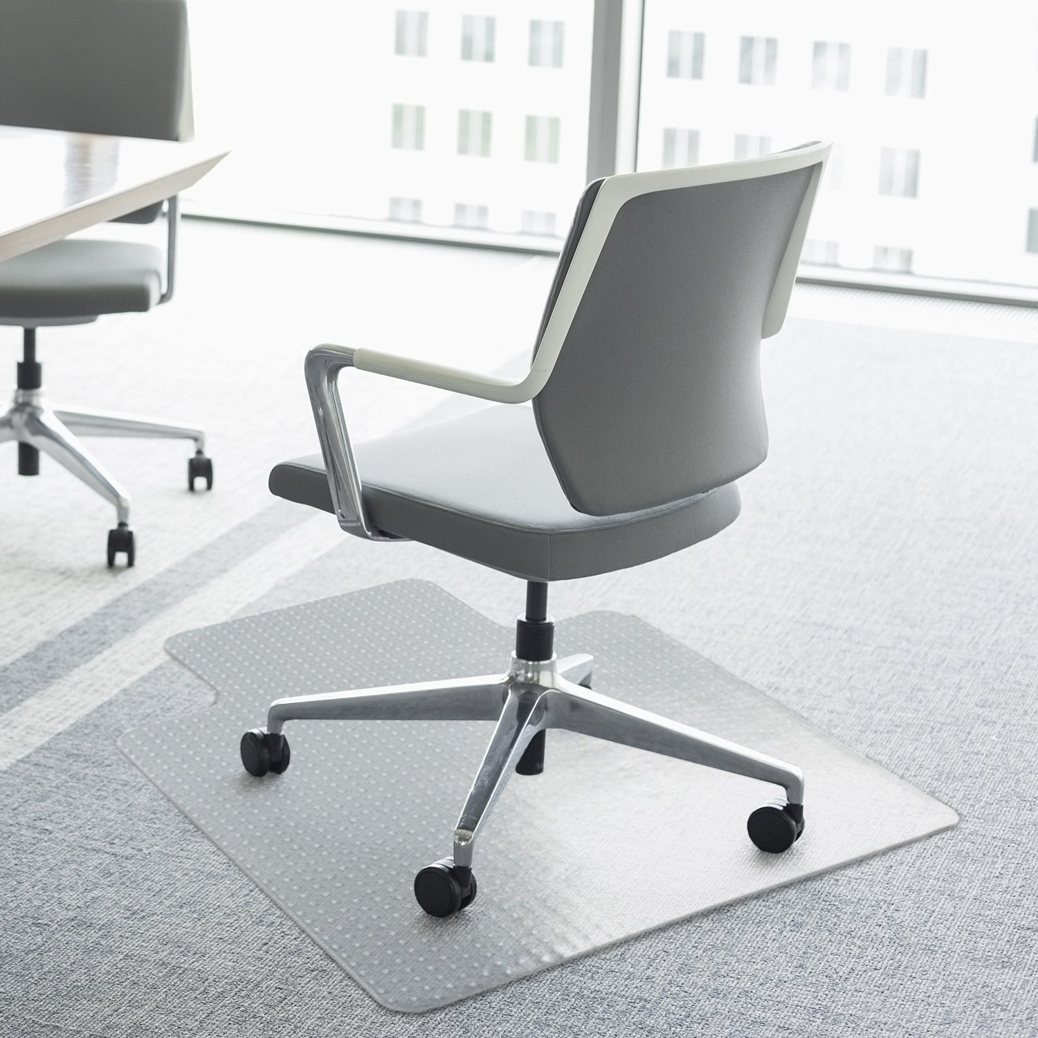 Office Carpet Protector Chair Mat 900x1200mm Clear Frosted Non-Slip Spike - Clear