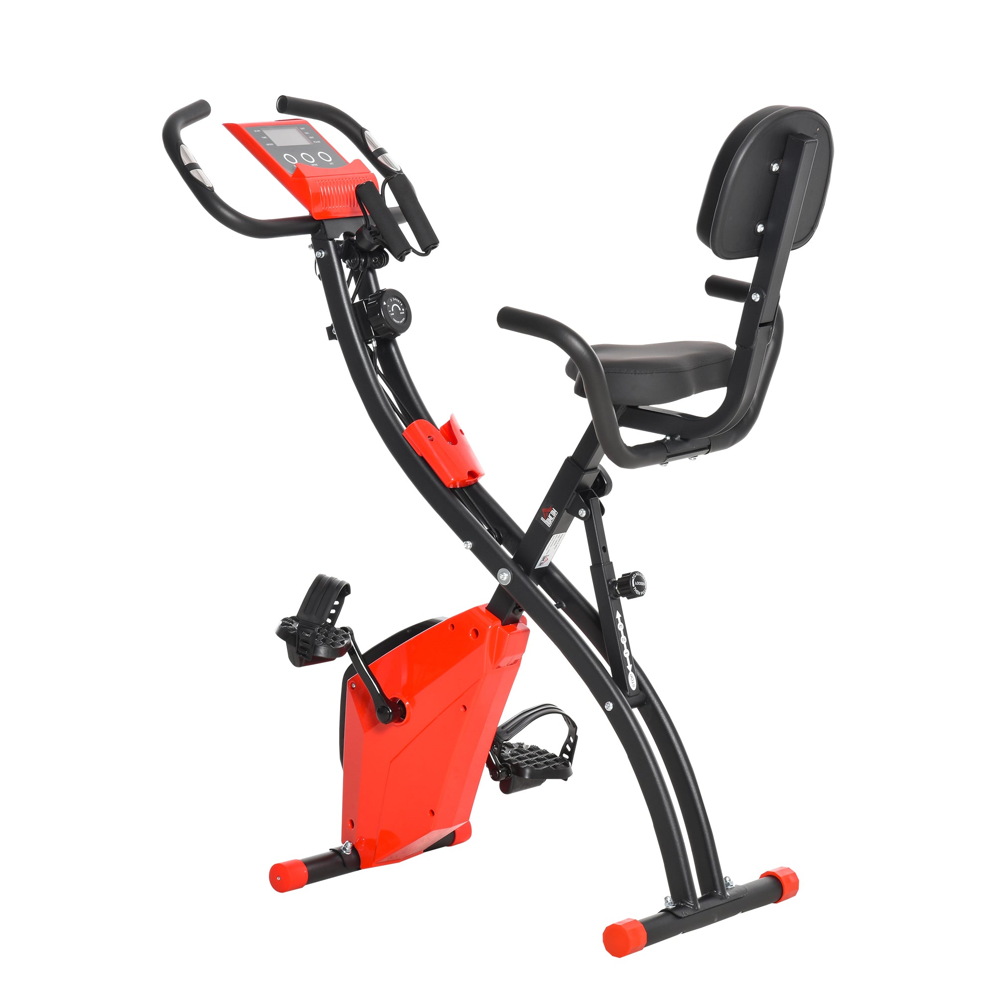 2 in 1 Upright and Recumbent Exercise Bike with LCD Monitor Red