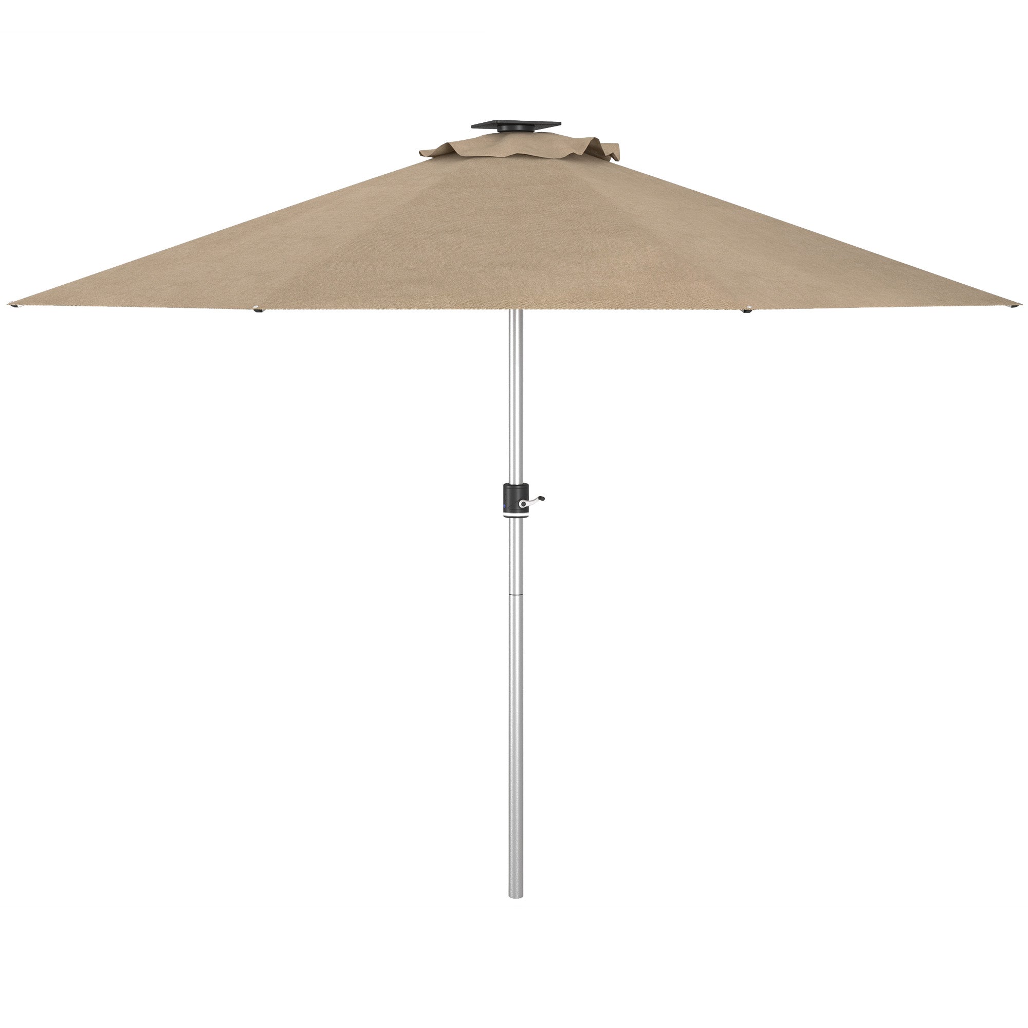 LED Patio Umbrella with Solar USB Charging and Adjustable Lights - Khaki