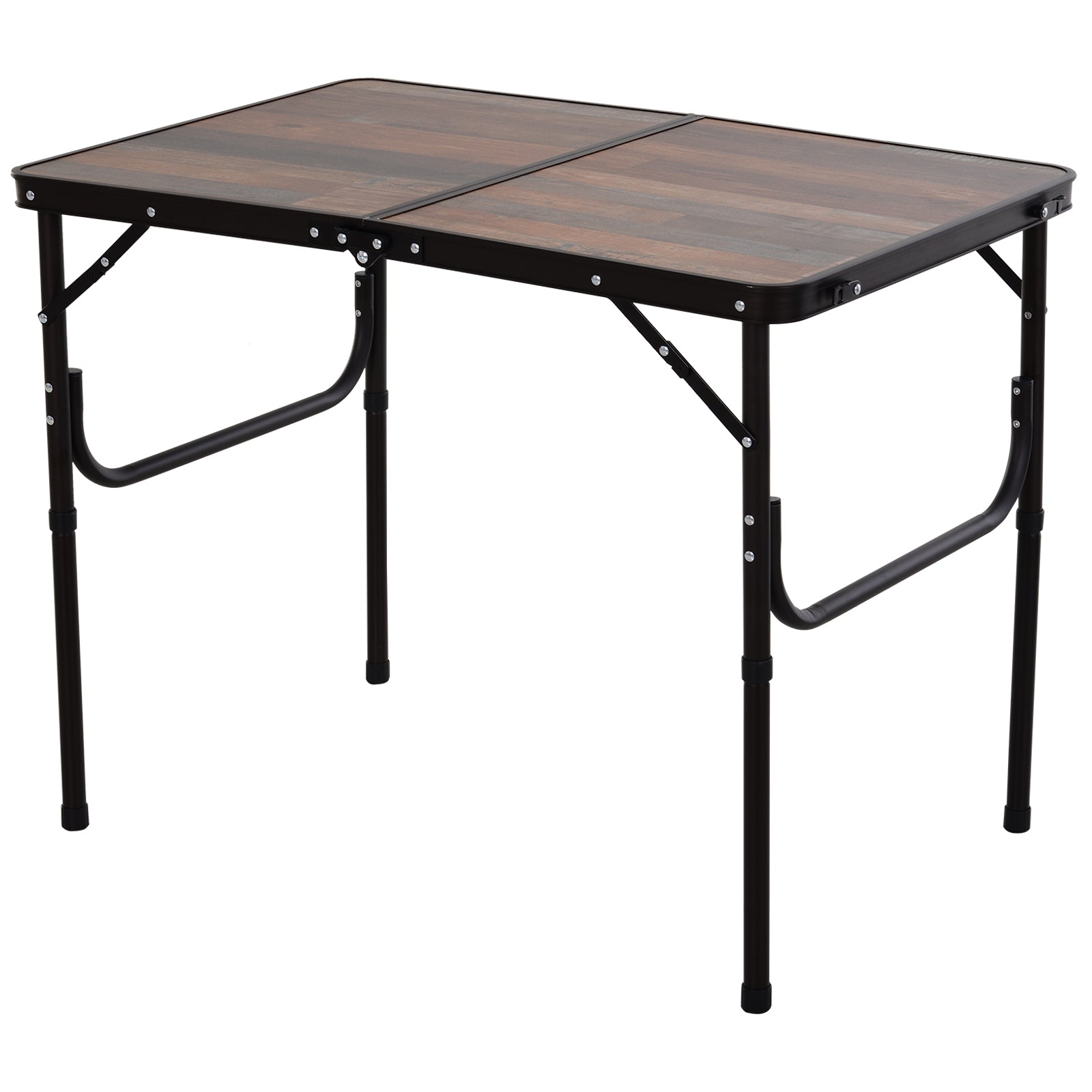 Height Adjustable Folding Camping Table with Sturdy Aluminium Frame - 3ft