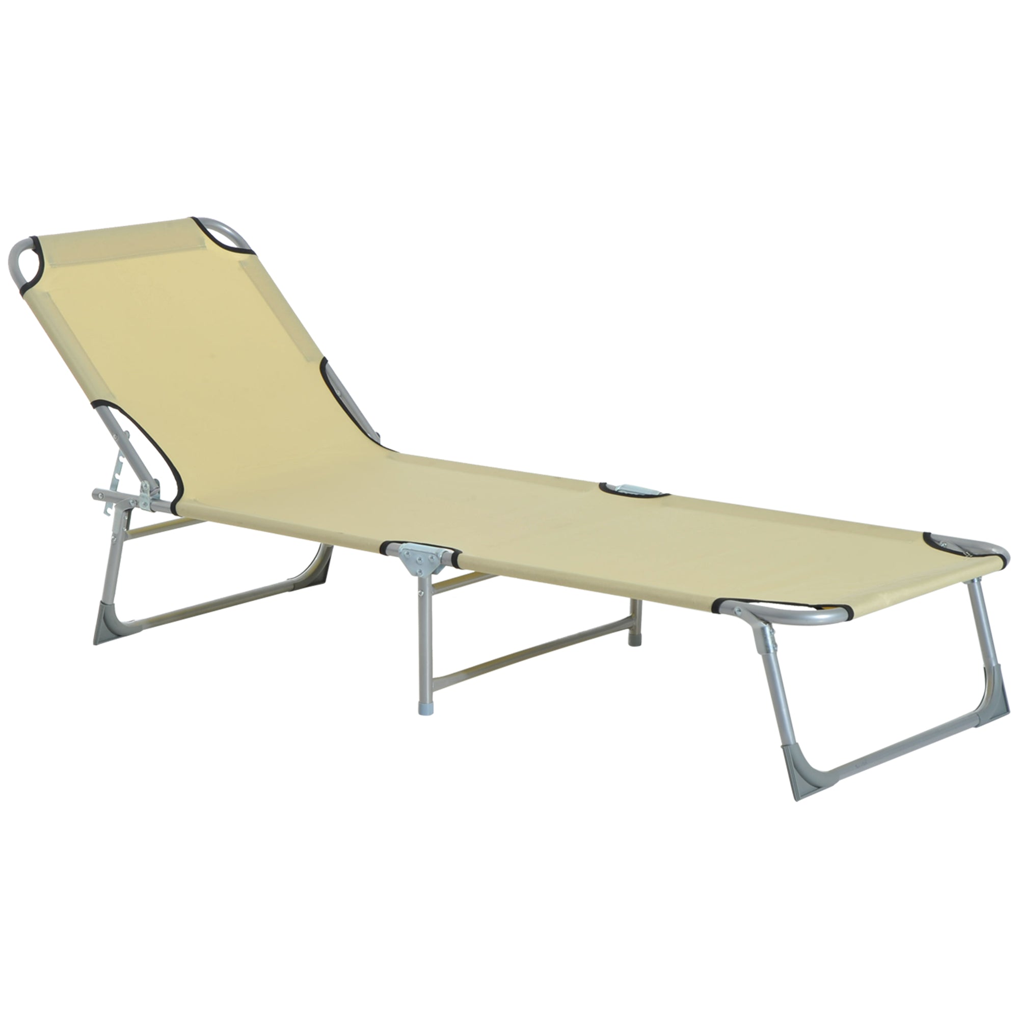 Portable Adjustable Lounger With Oxford Cloth - Beige