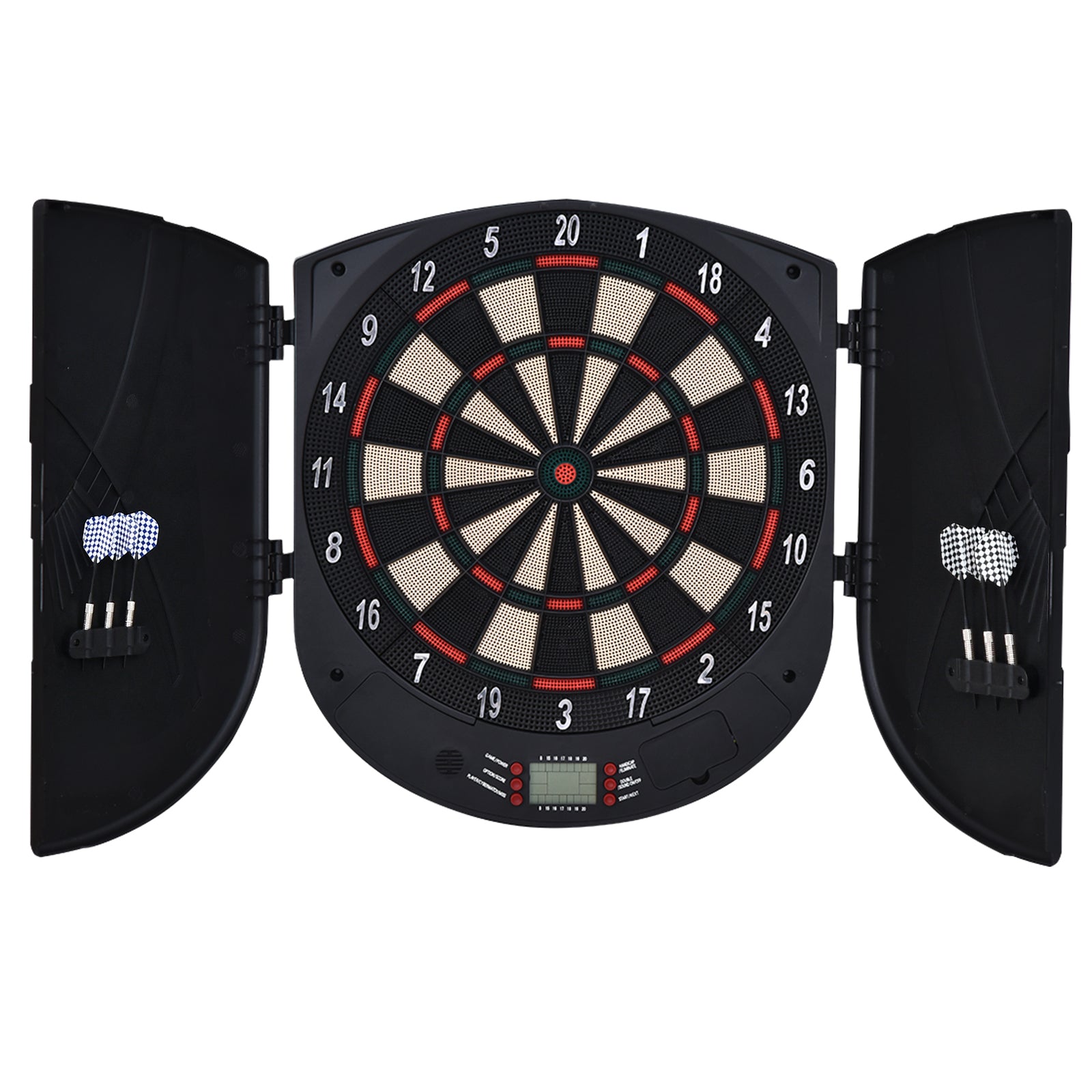 Electronic Dartboard Set 26 Games and 185 Variations with 6 Darts and Cabinet to Stroage Multi-Game Option Ready-to-Play