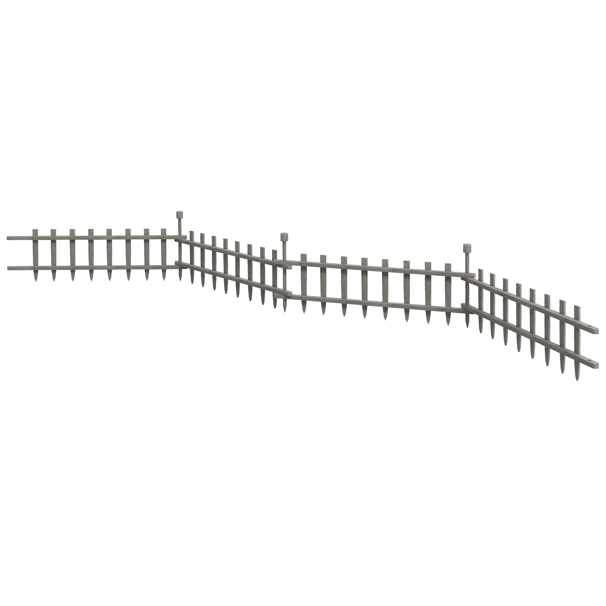 Set of 4 Wooden Garden Fence Panels with Protective Varnish - Grey