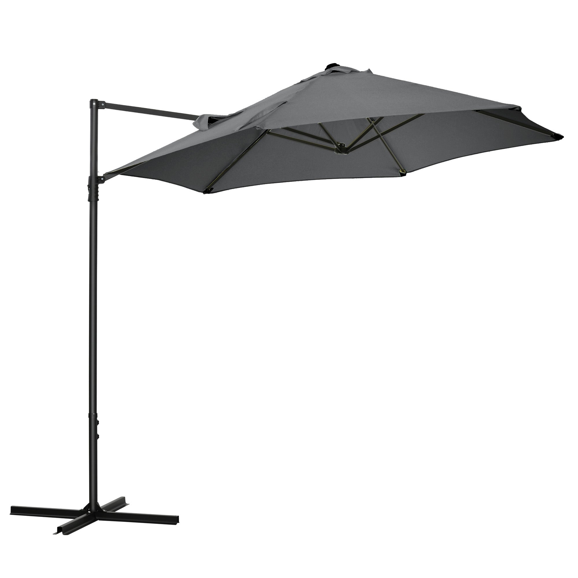 2.5 Metre Offset Cantilever Parasol Set with Cross Base - Dark Grey