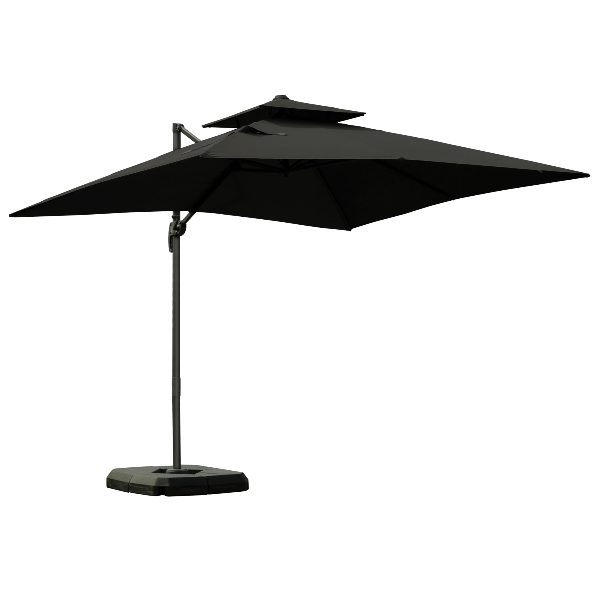 3 x 3m Garden Cantilever Roma Parasol with Crank, Tilt & 360° Rotation - Dark Grey