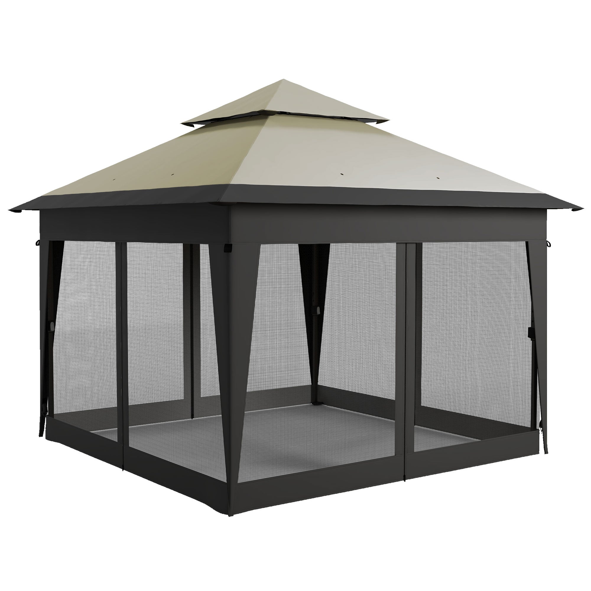 3 x 3 Metre Pop Up Gazebo with Mosquito Netting and Sandbags - Grey