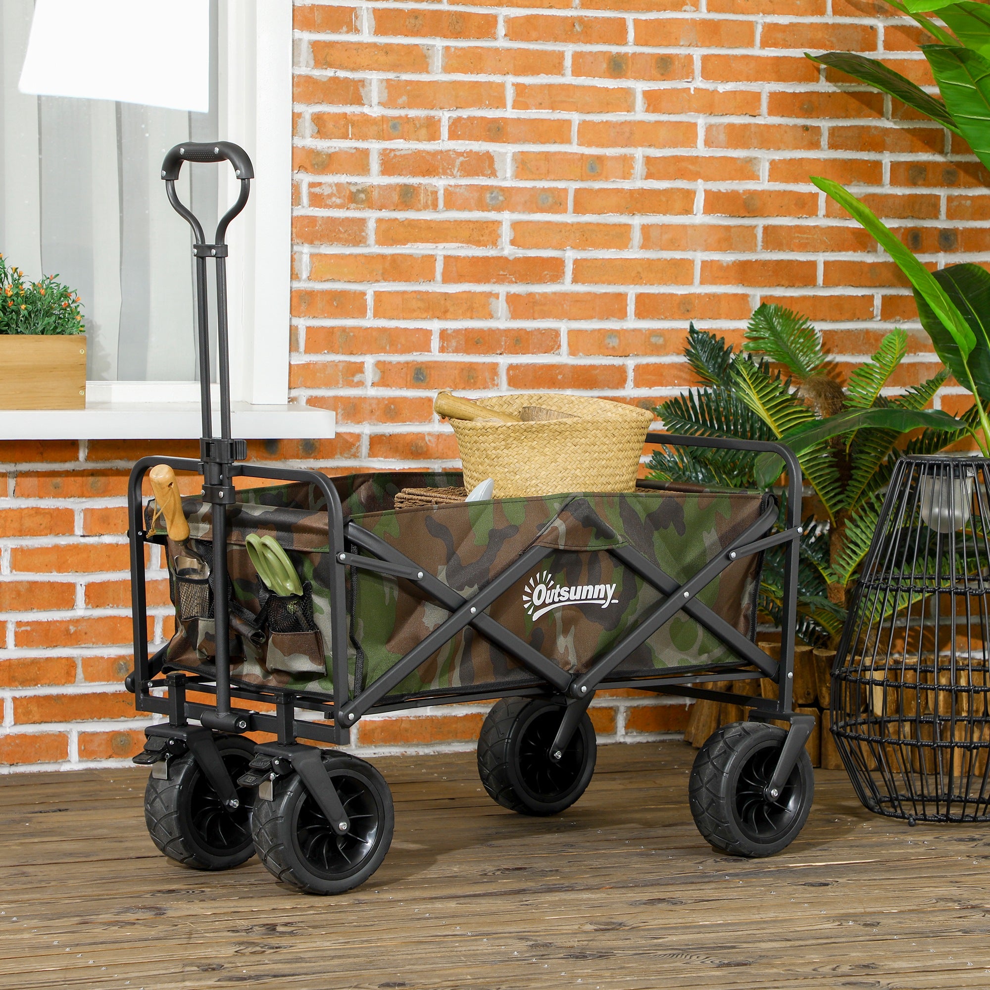Folding Garden Trolley with Carry Bag 100KG Capacity Camouflage