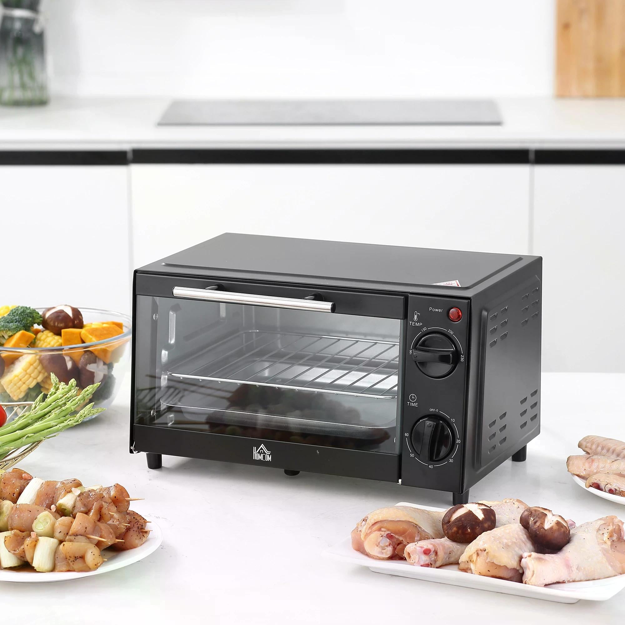 9L Compact Convection Oven with Timer and Adjustable Temperature - Black