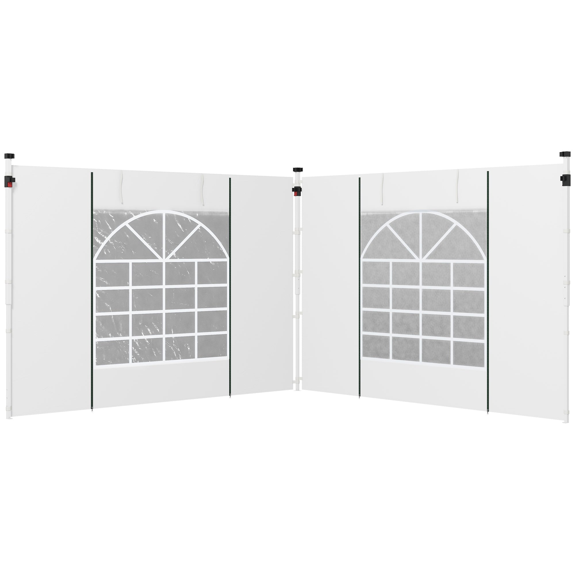 Set of 2 Gazebo Side Panels with Windows and Zipped Doors for 3x3m or 3x6m Canopy - White