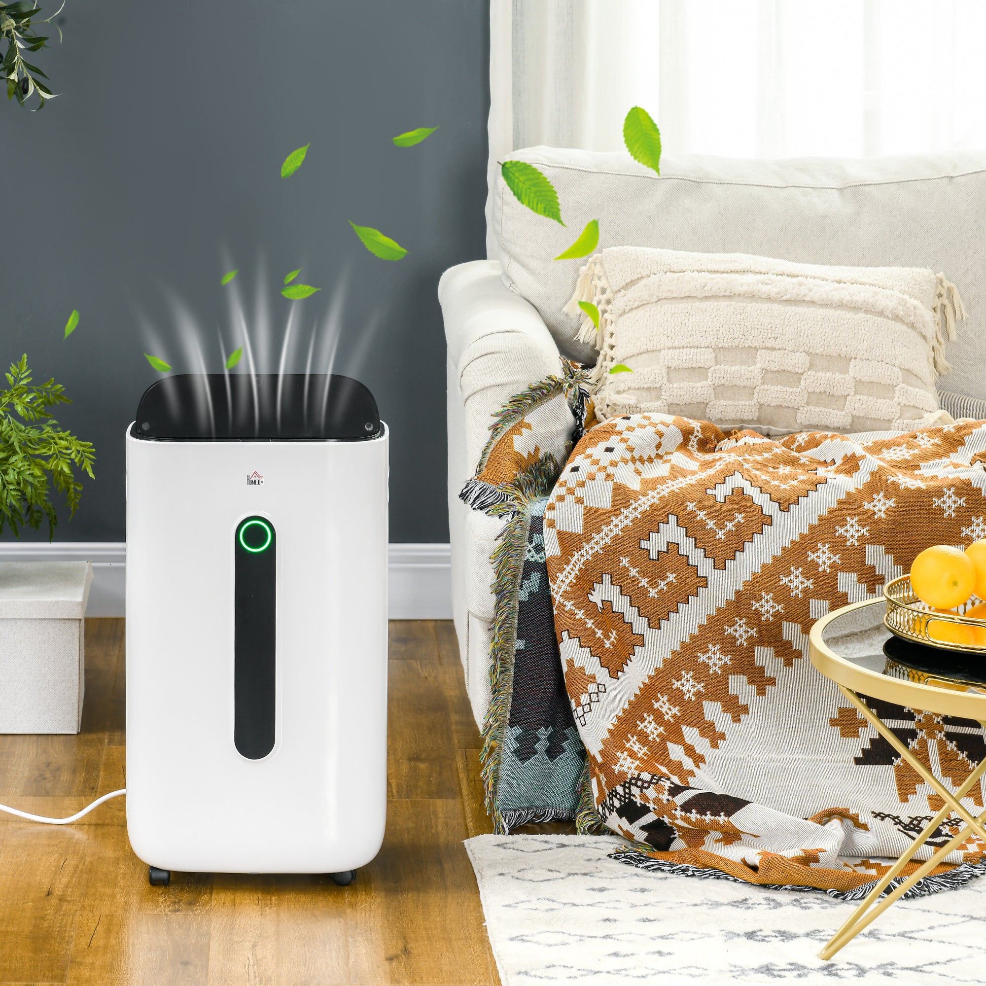 6500mL Portable Dehumidifier with Air Purifier and 24H Timer - White