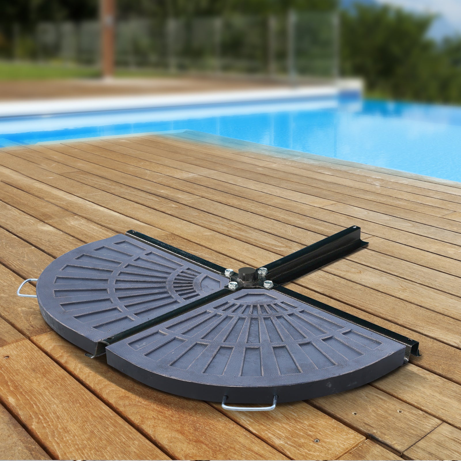 Set of 2 Resin Parasol Base Weights with Handles for Cross Base Parasols - Bronze