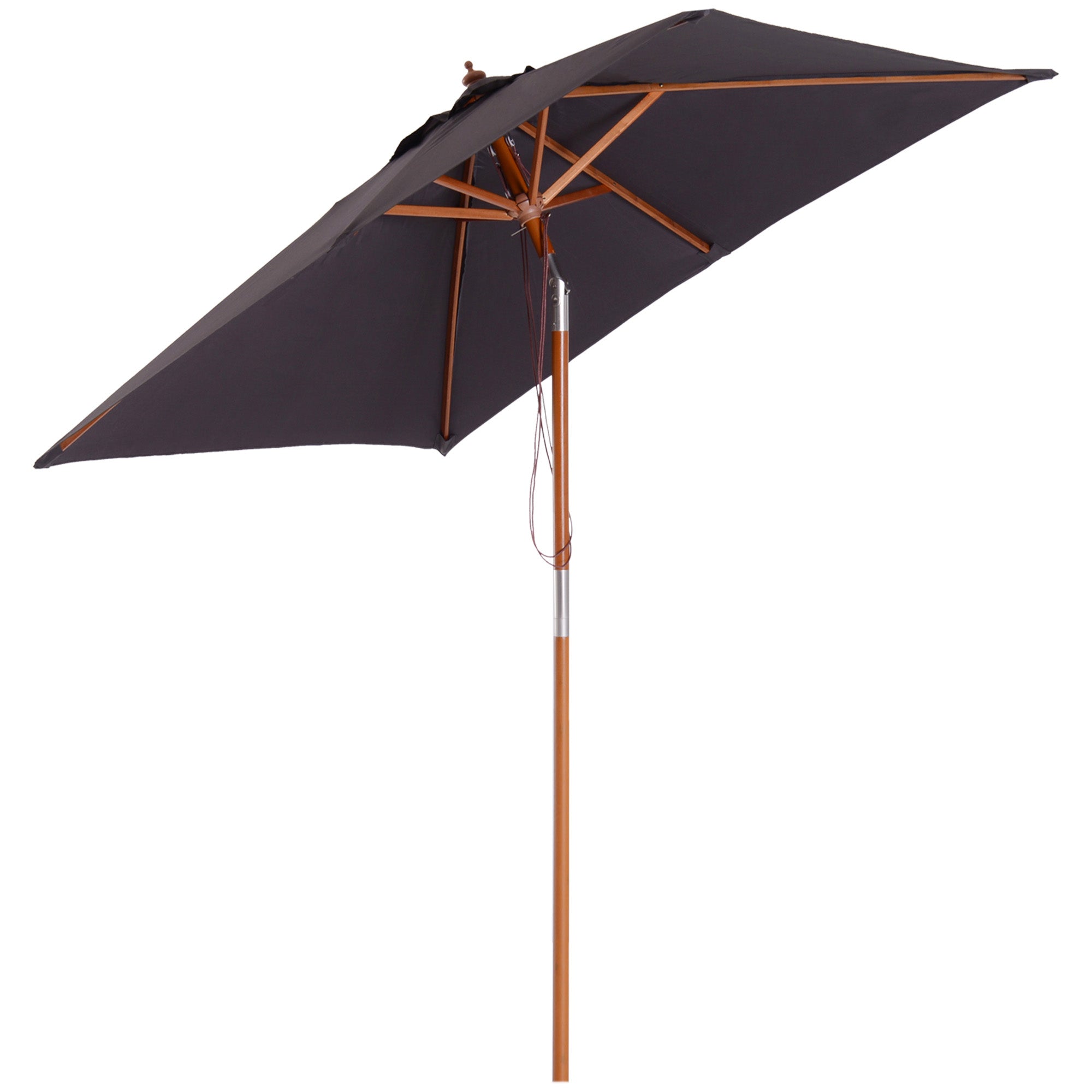 2 Metre Bamboo Frame Parasol with Tilt Mechanism - Deep Grey