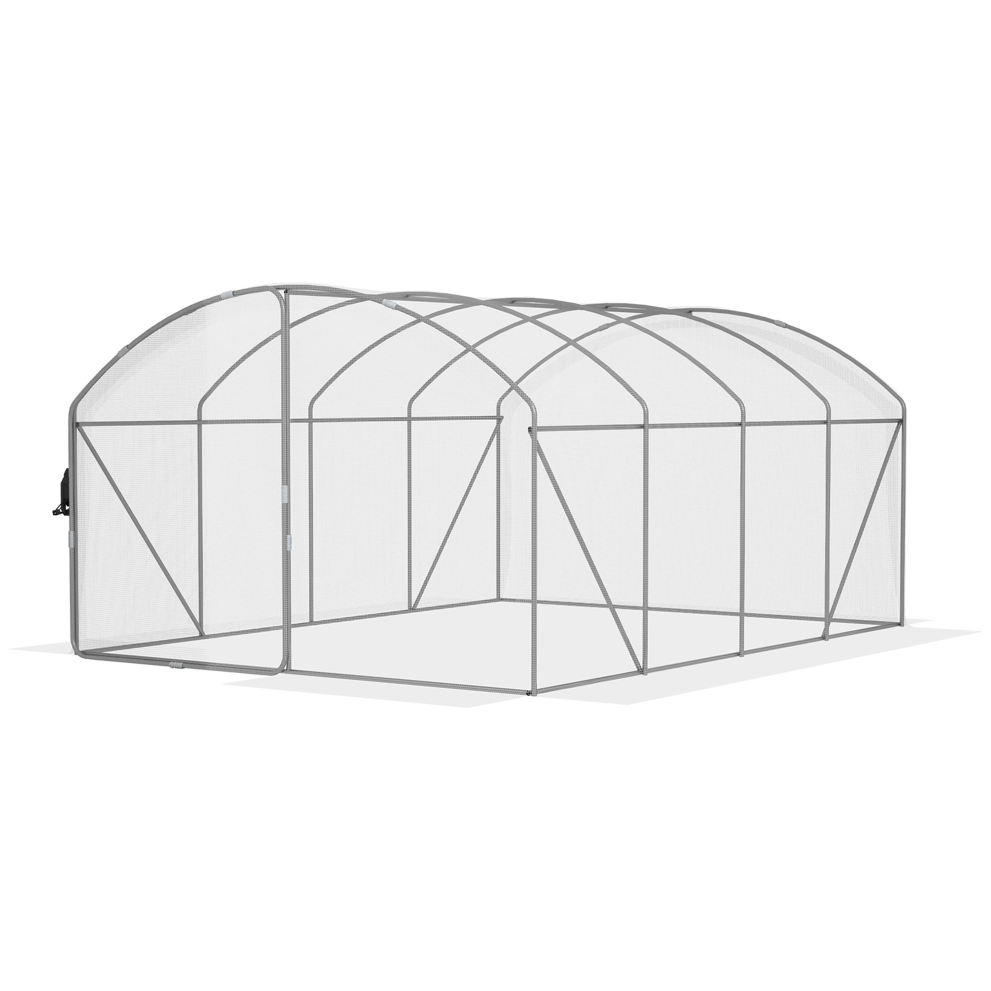 4 x 3m Polytunnel Greenhouse with UV Resistant PE Cover and Galvanised Steel Frame - White