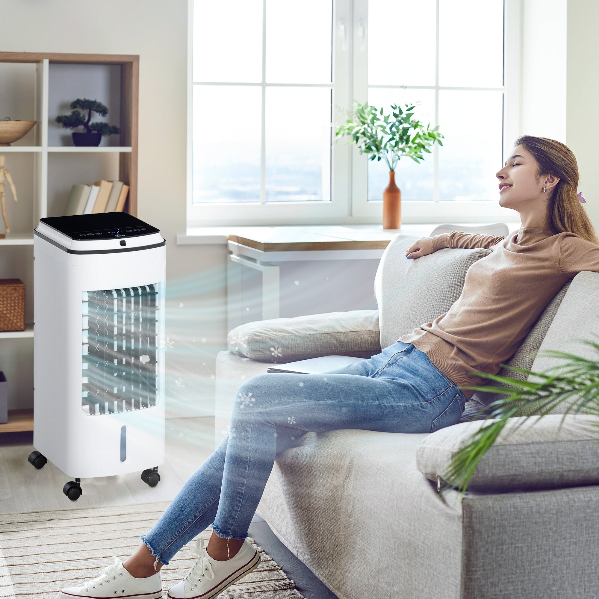 3-in-1 Portable Evaporative Air Cooler with Timer and Remote - White