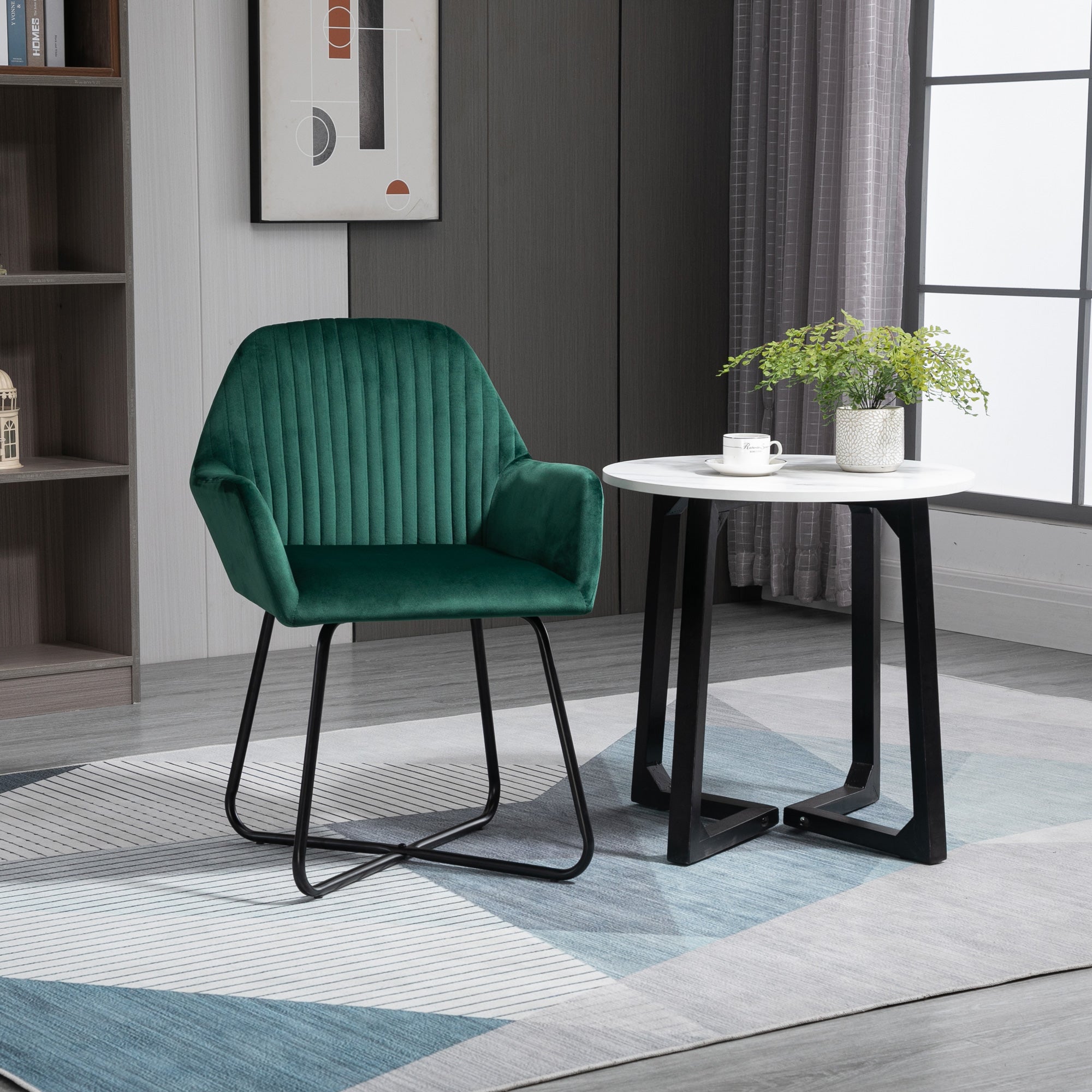Modern Upholstered Accent Chair with Metal Base for Comfortable Living Room - Green