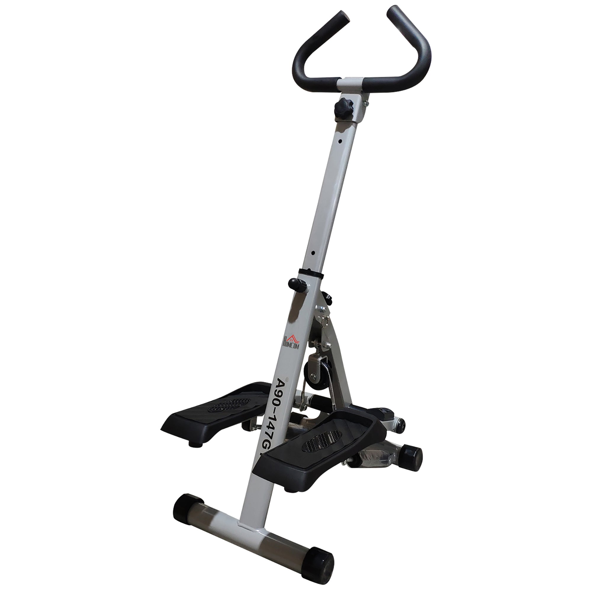 Stepper Fitness Machine with Handle and Non-Slip Pedals - Grey