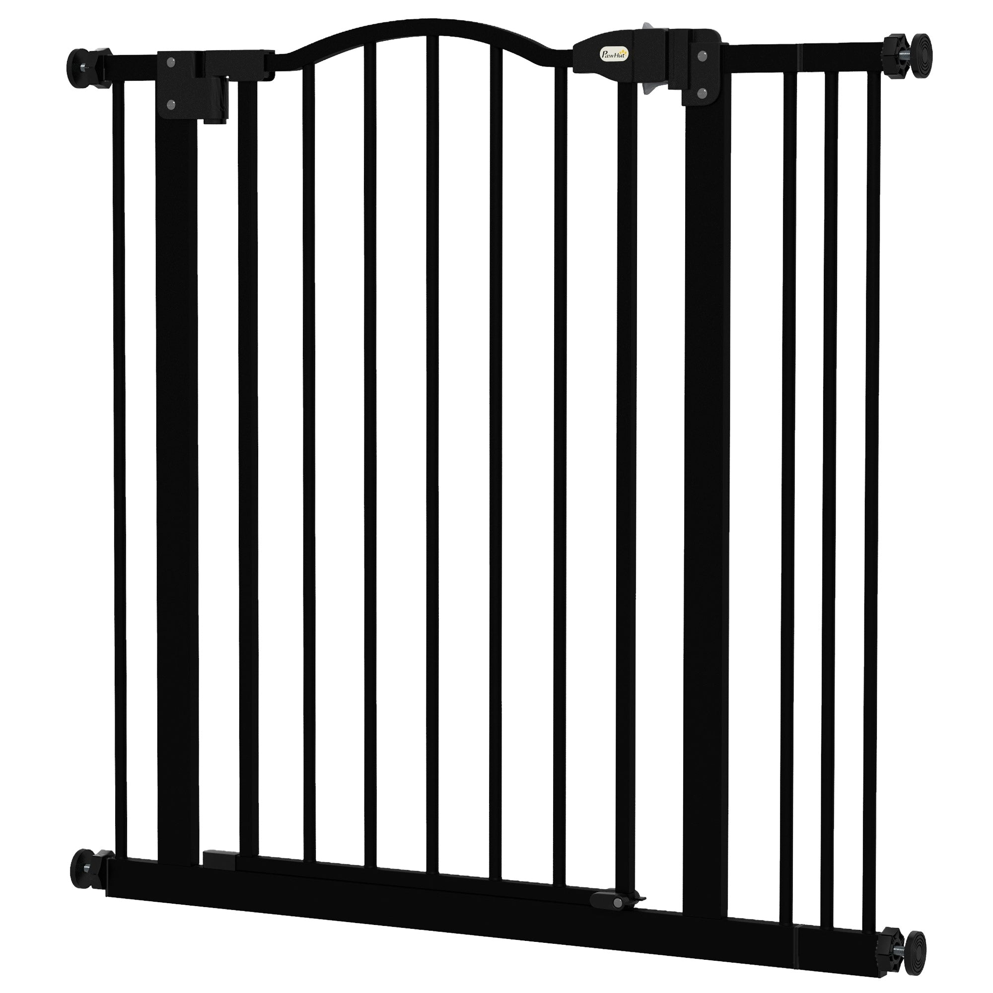Adjustable Metal Pet Gate Safety Barrier 74-87cm with Auto-Close Door - Black