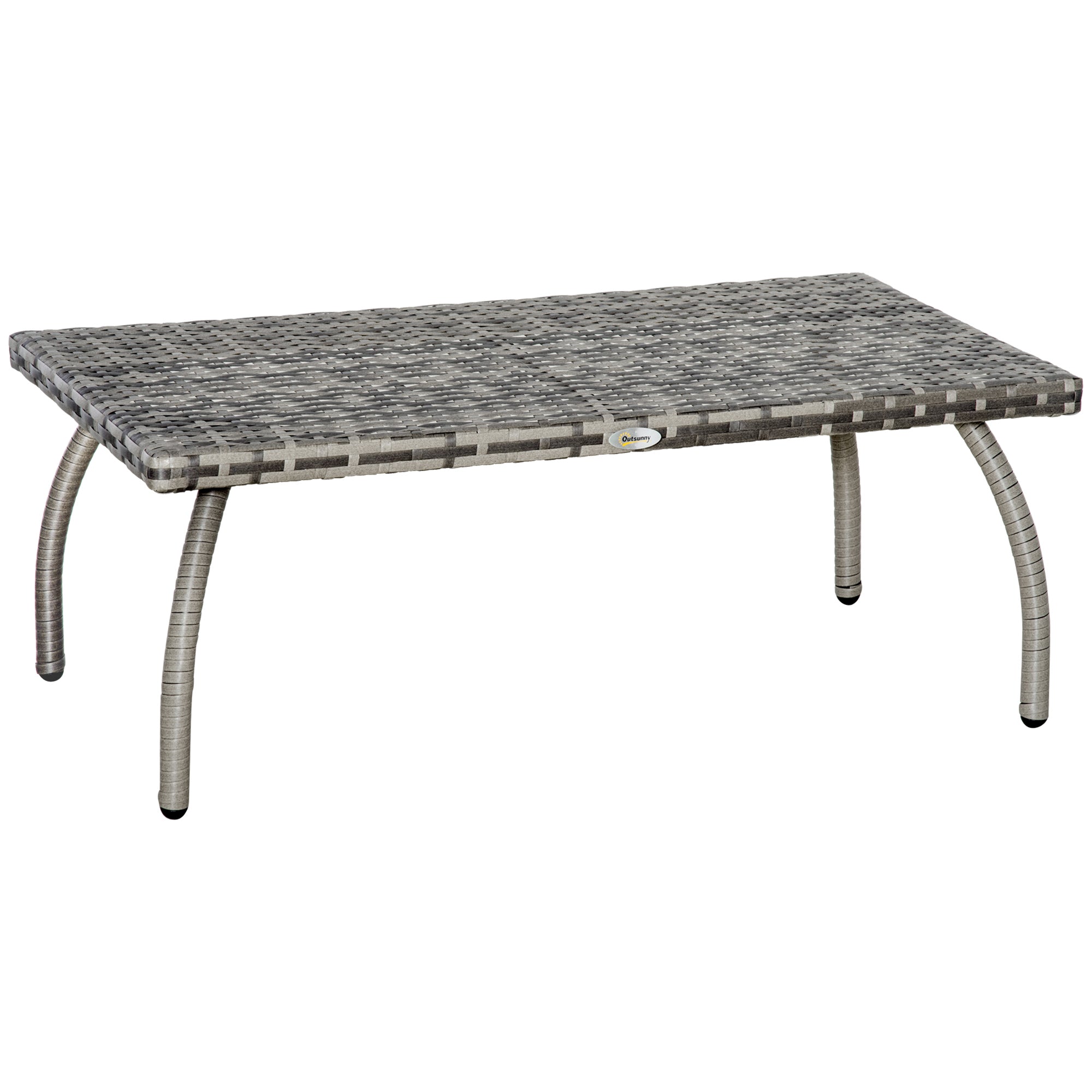 Rattan Coffee Table 90x50x35 cm All-Weather Durable - Grey