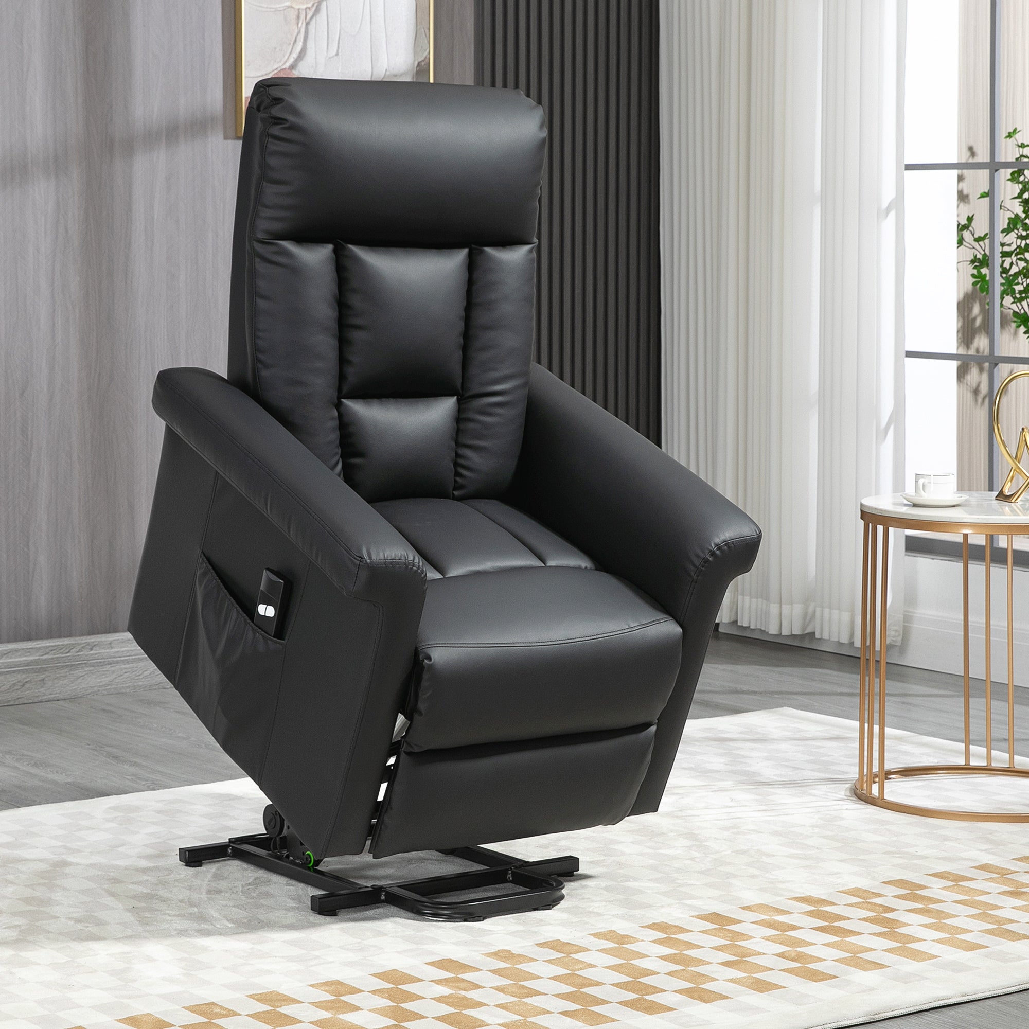 Riser Recliner Chair – Black PU Leather